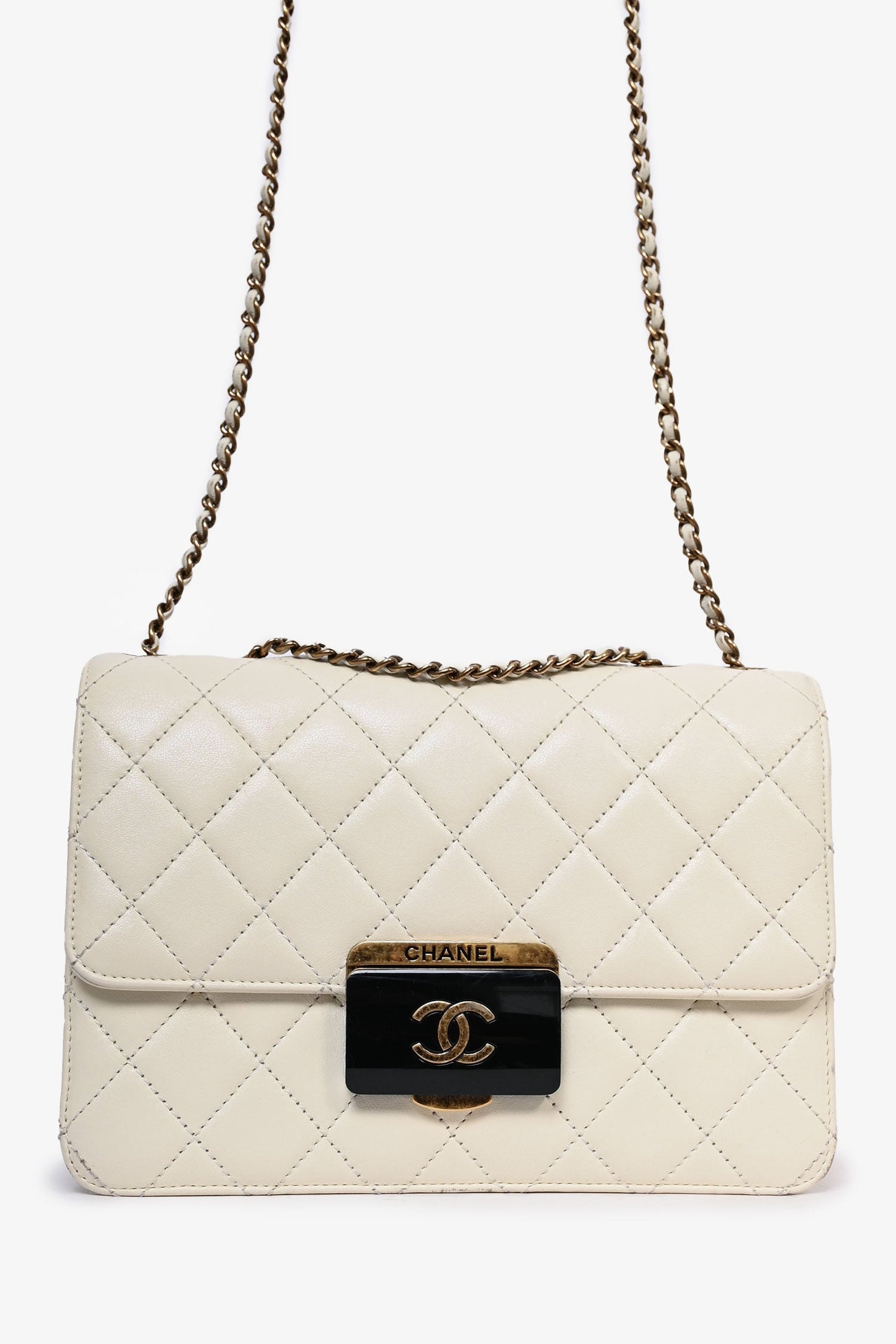 Chanel ™ 2016 Cream Leather Beauty Lock Flap Shoulder Bag