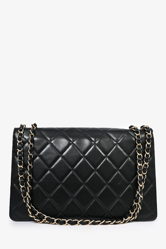 Chanel ™ Black Lambskin 2013/14 CC Golden Class Large Flap Shoulder Bag