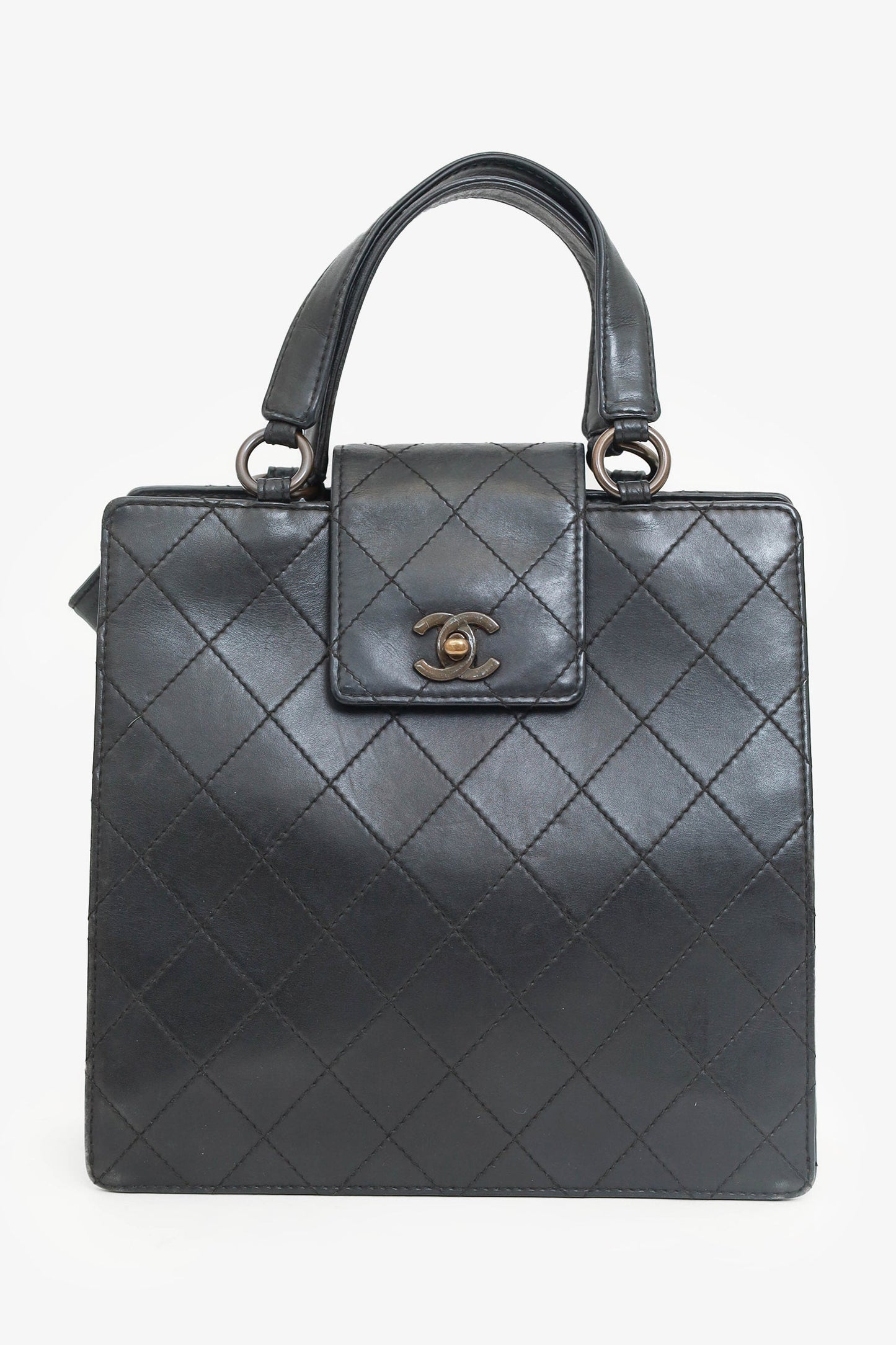 Chanel ™ 1996-97 Black Leather Matelasse Coco Mark Tote