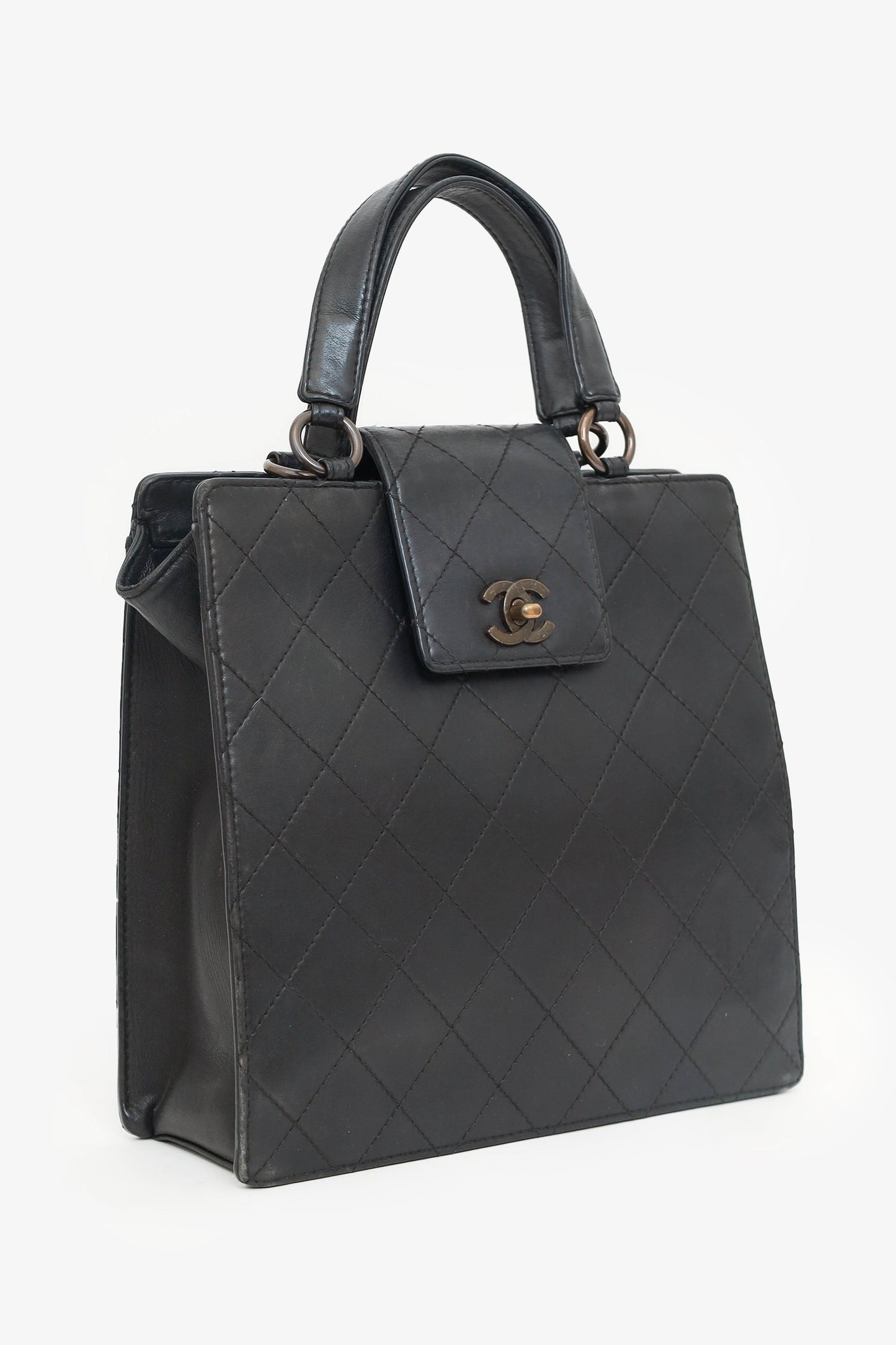 Chanel ™ 1996-97 Black Leather Matelasse Coco Mark Tote