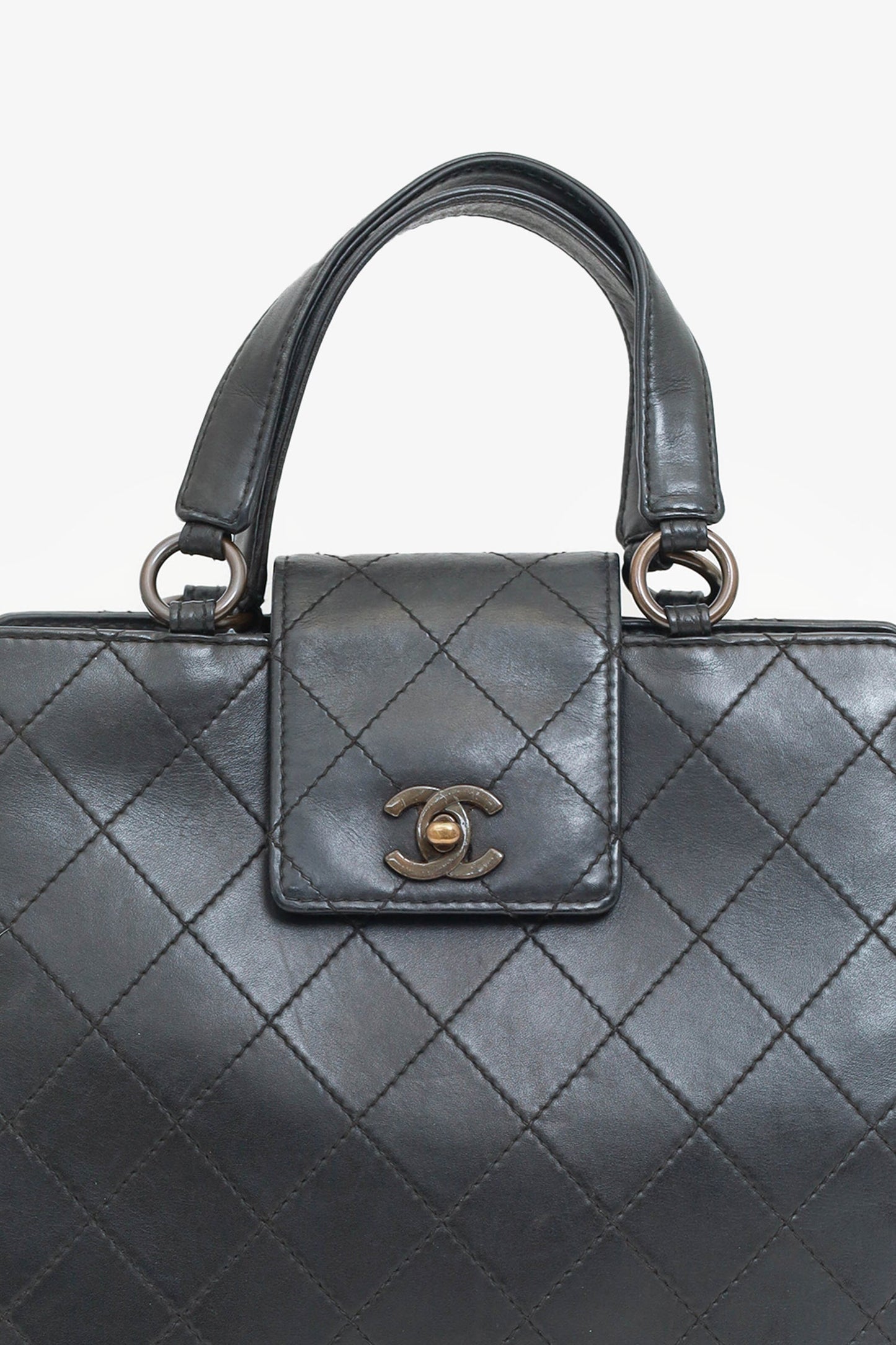 Chanel ™ 1996-97 Black Leather Matelasse Coco Mark Tote