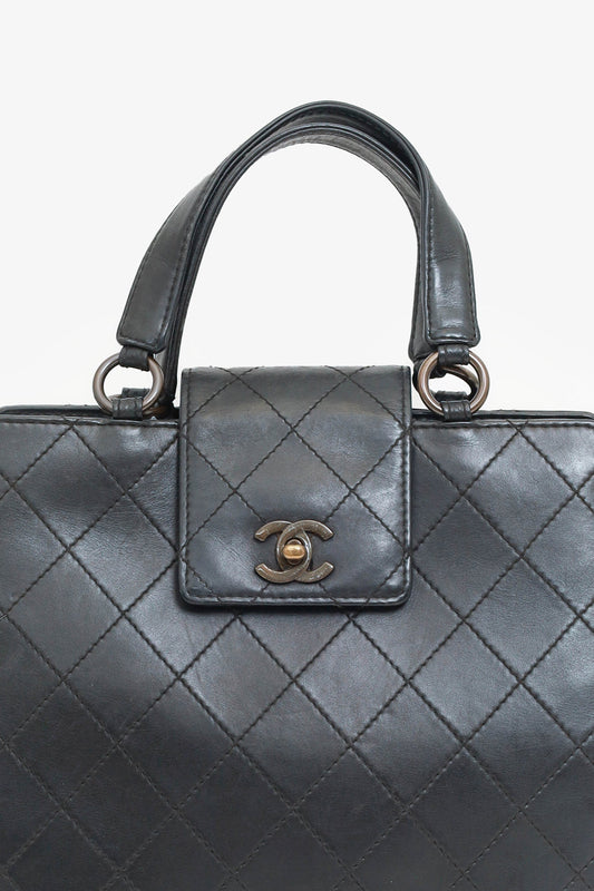 Chanel ™ 1996-97 Black Leather Matelasse Coco Mark Tote