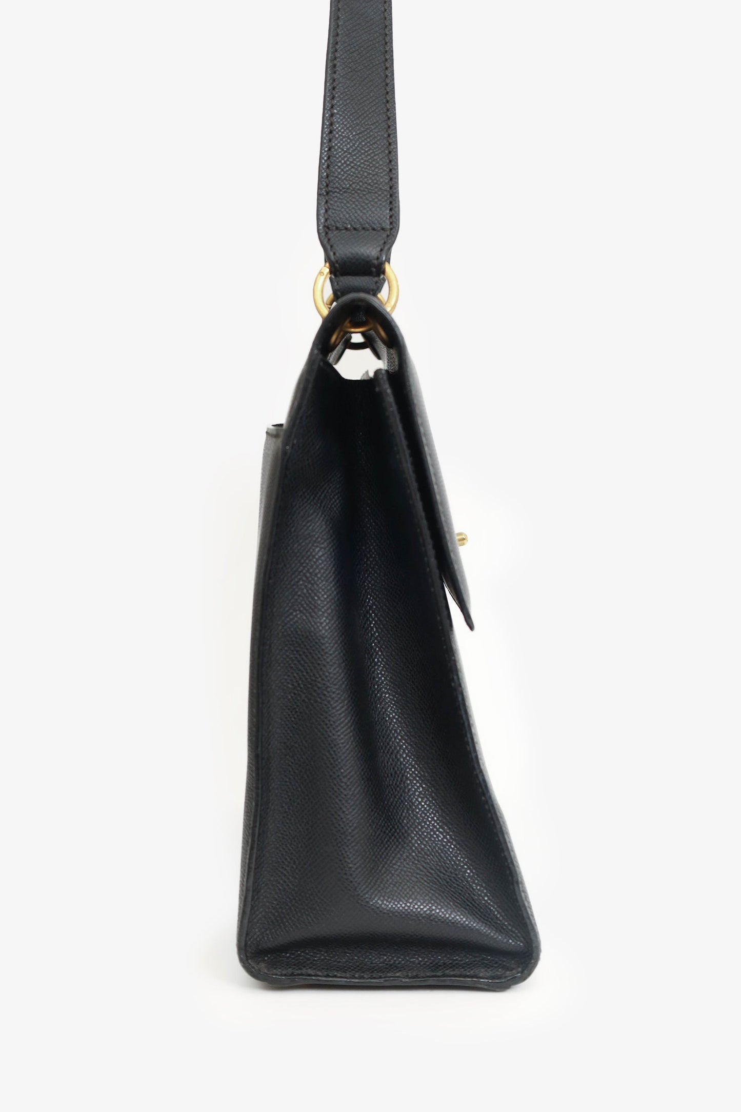 Chanel ™ 1997-99 Black Caviar Leather Straight Flap Shoulder Bag