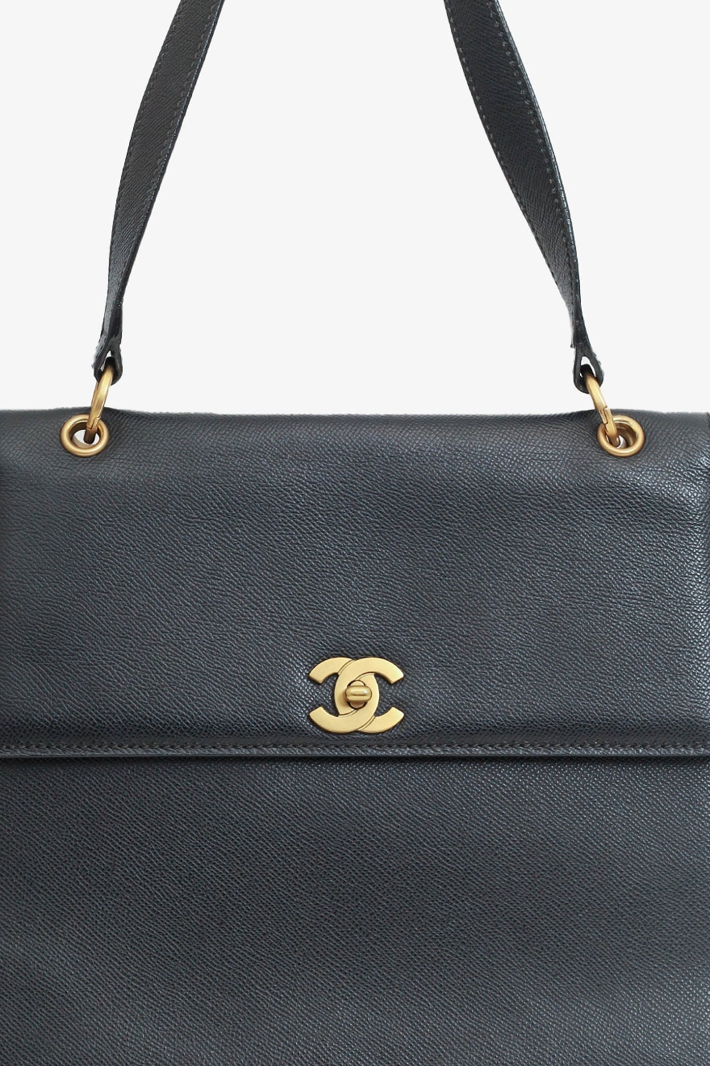 Chanel ™ 1997-99 Black Caviar Leather Straight Flap Shoulder Bag