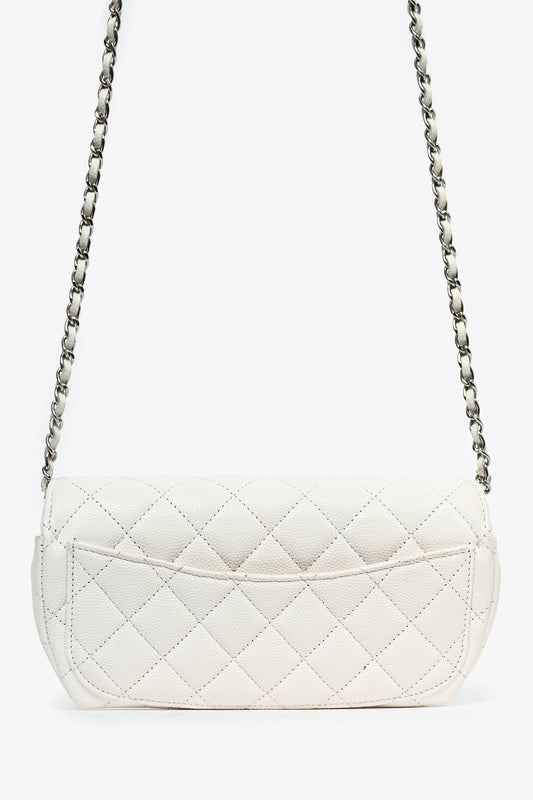 Chanel ™ 2021 White Caviar Leather Sunglass Case with Chain Sunglasses