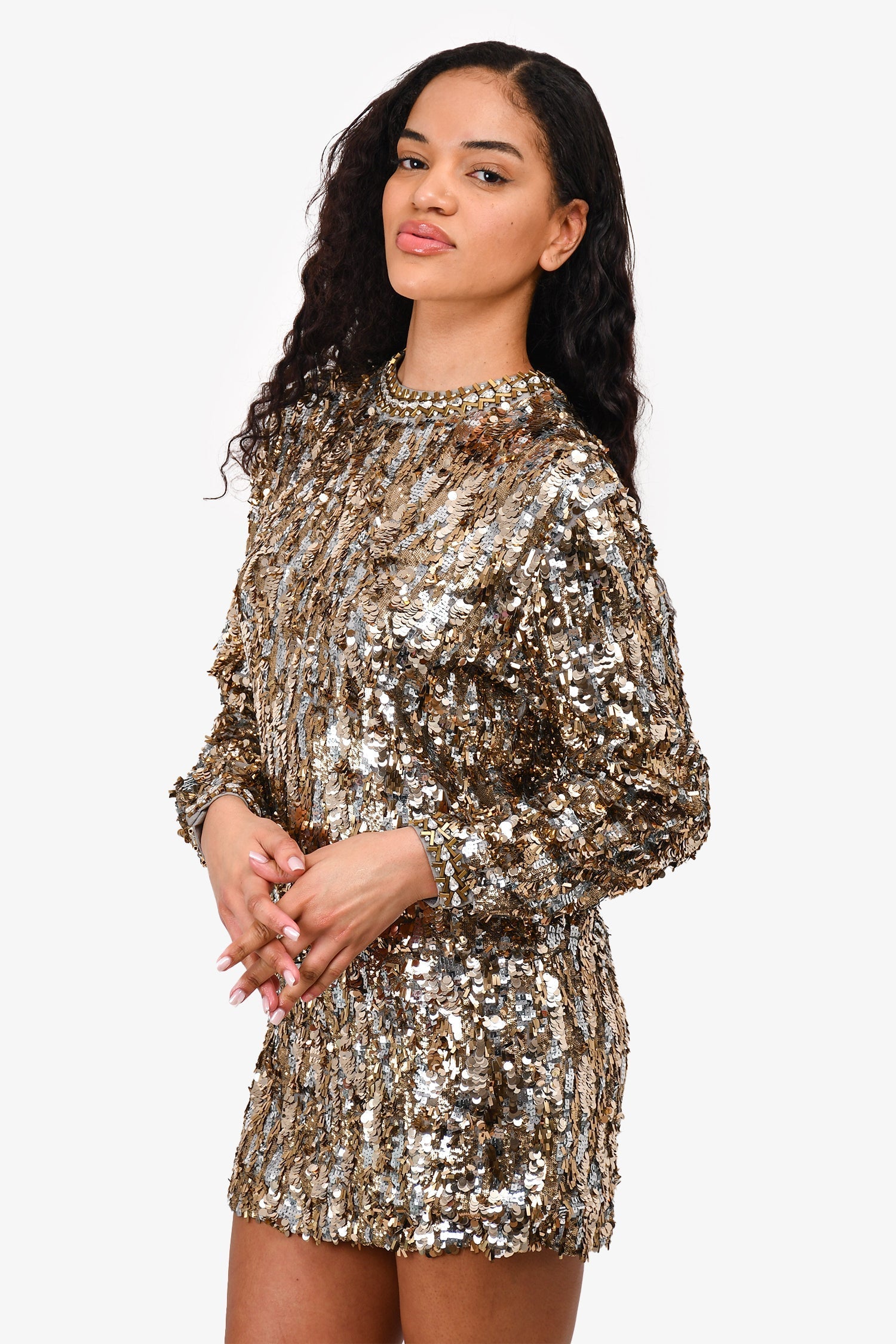 Prada Bag Sequin Silk Dress Gold Mini Mini Bag