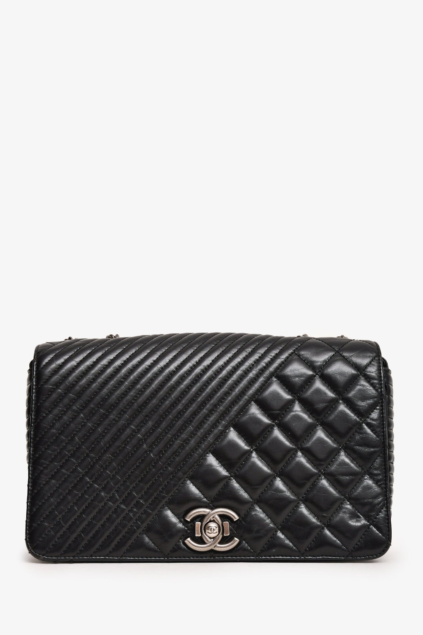Chanel ™ 2014 Black Glazed Leather Coco Boy Flap Bag