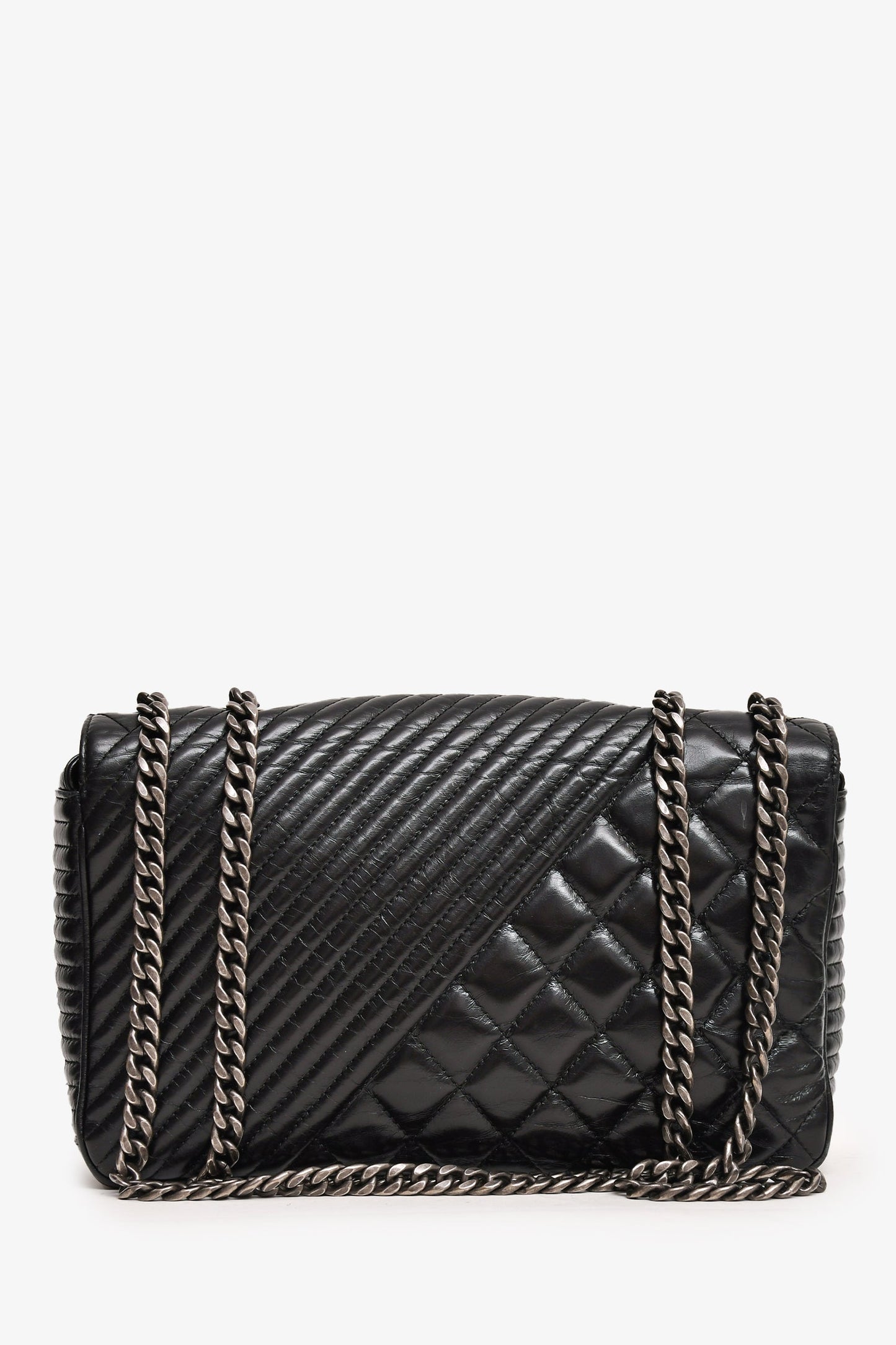 Chanel ™ 2014 Black Glazed Leather Coco Boy Flap Bag