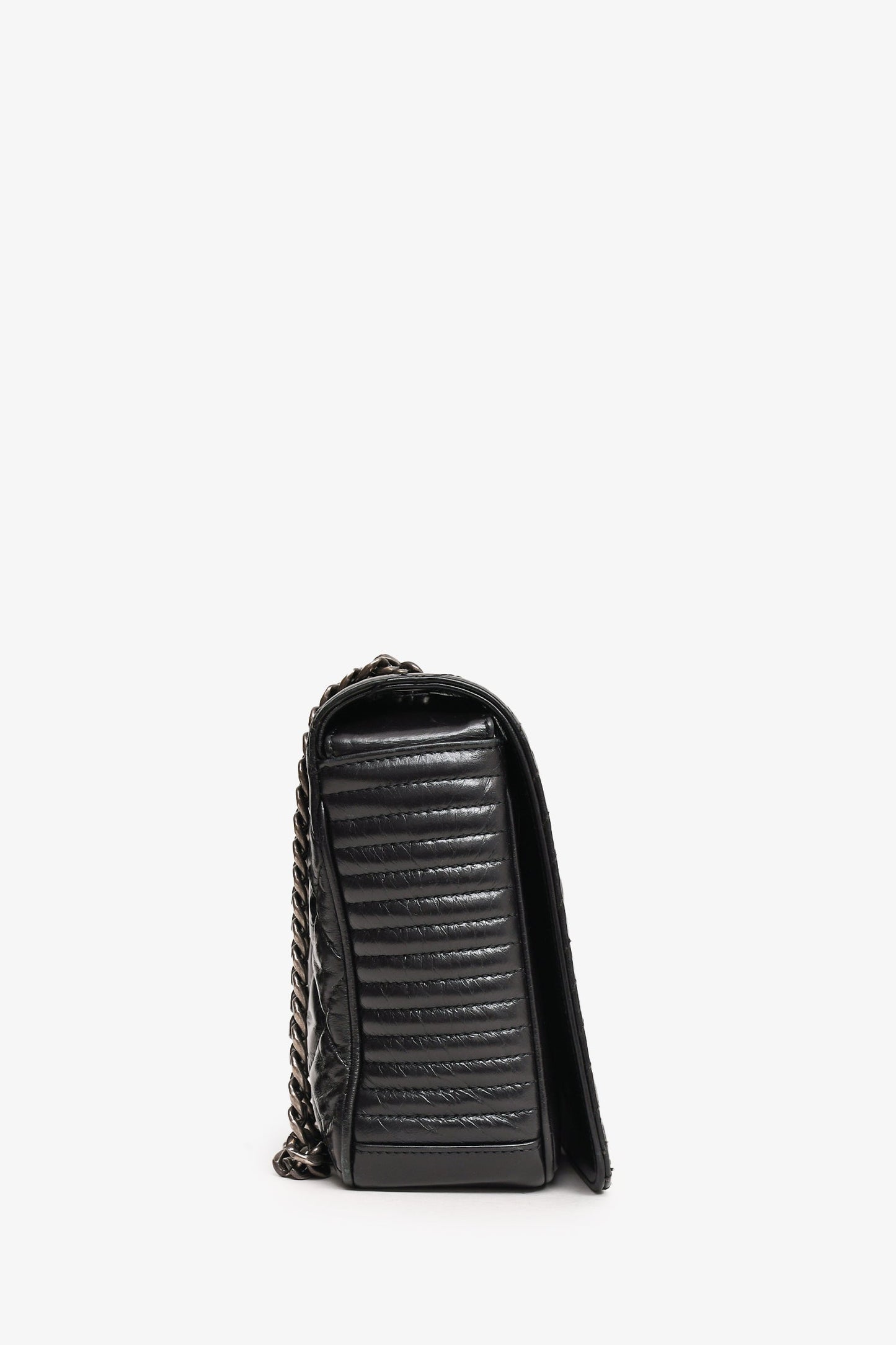 Chanel ™ 2014 Black Glazed Leather Coco Boy Flap Bag