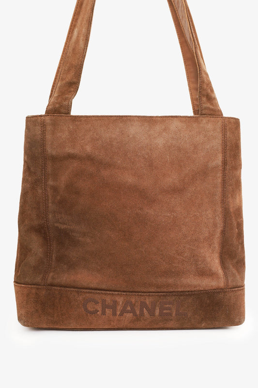 Chanel ™ 1997-99 Brown Suede CC Embroidered Tote Bag