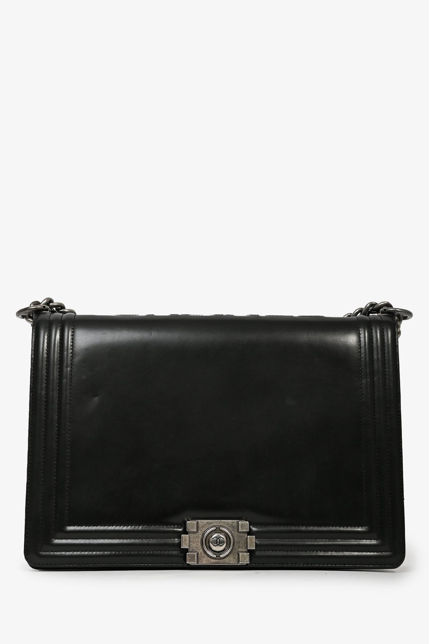 Chanel ™ Black Calfskin Leather Large Boy Accessory