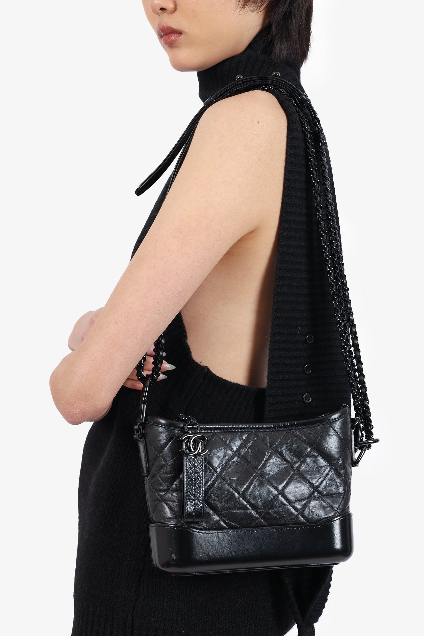 Chanel ™ 2019 So Black Quilted Leather Small Gabrielle Crossbody Bag