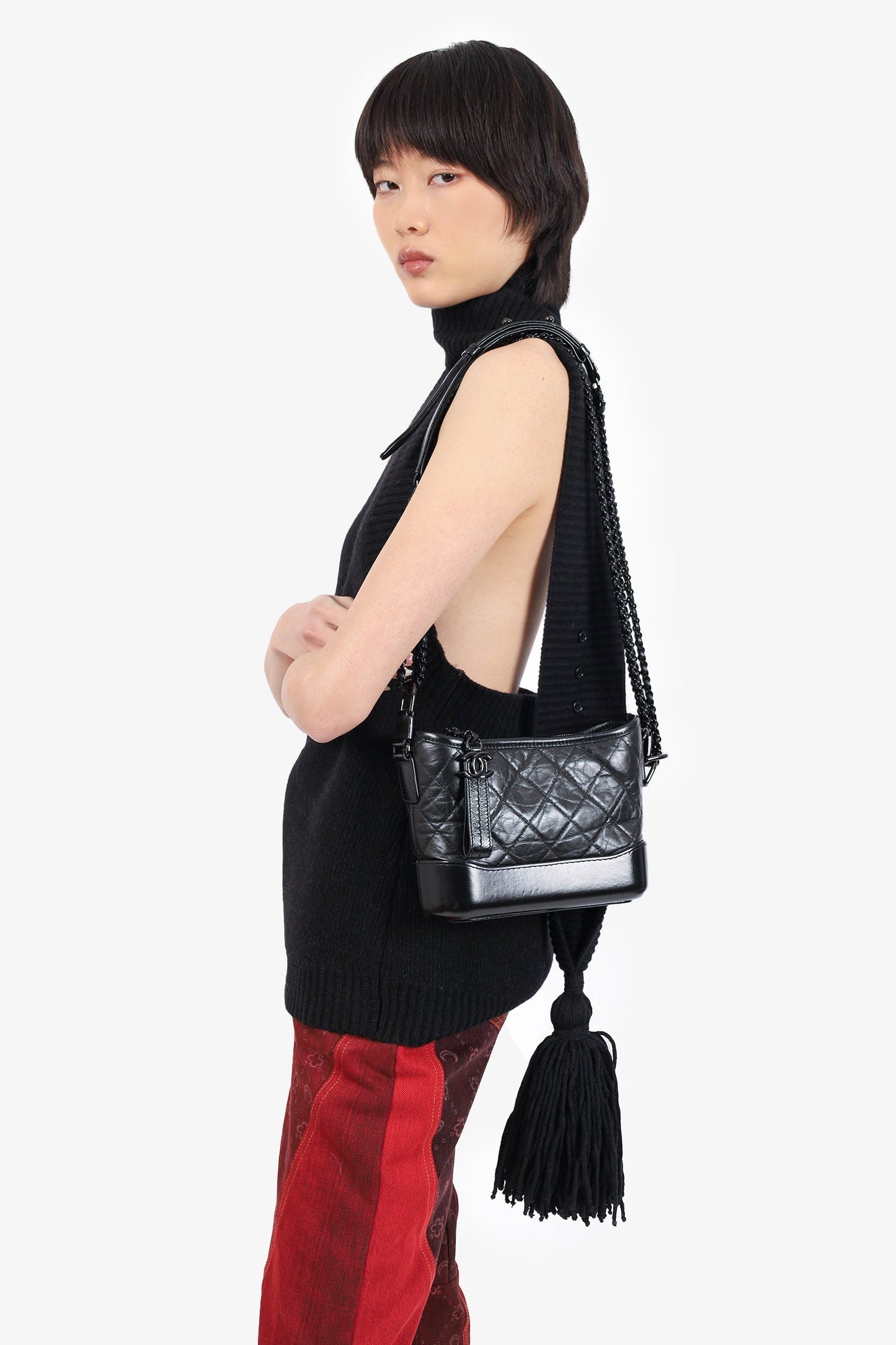 Chanel ™ 2019 So Black Quilted Leather Small Gabrielle Crossbody Bag