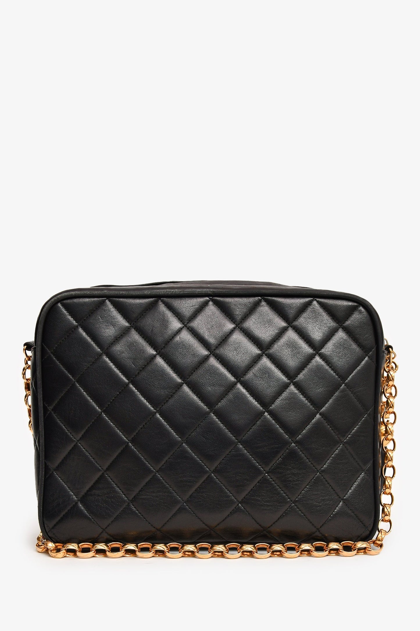 Chanel ™ 1991-4 Black Leather Quilted Turn Lock Camera Crossbody
