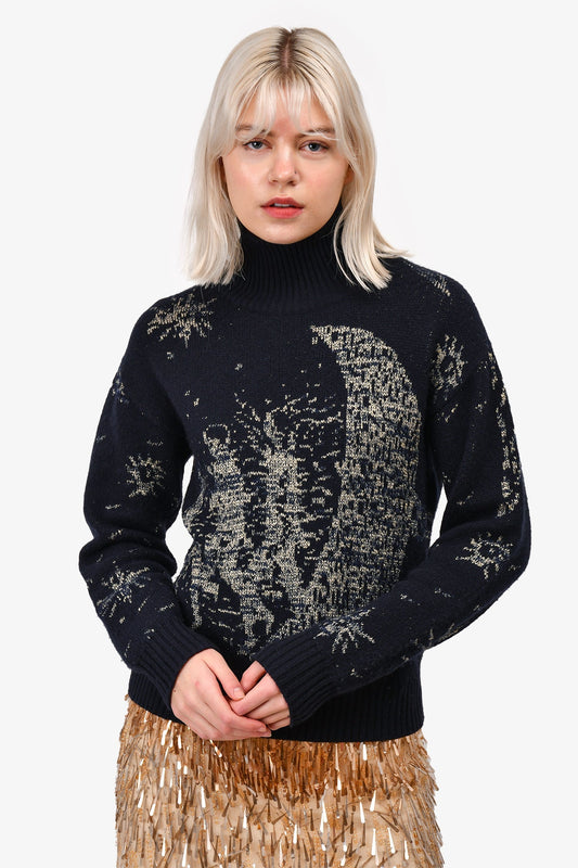 Dior Handbag Christian Cashmere Moon Turtleneck Navy