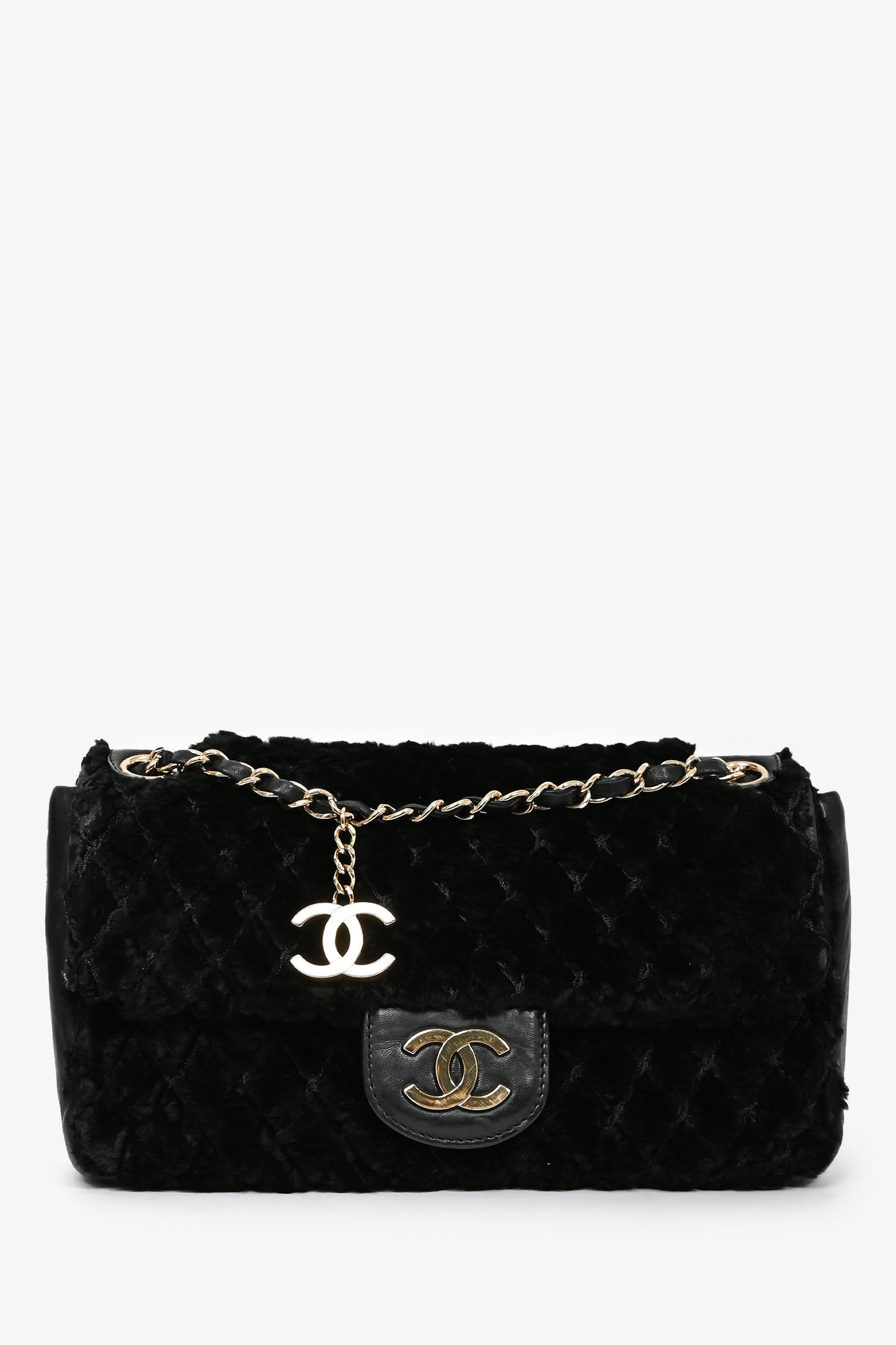 Chanel ™ 2008/09 Black Rabbit Fur/Calfskin Leather Flap Bag