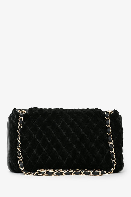 Chanel ™ 2008/09 Black Rabbit Fur/Calfskin Leather Flap Bag