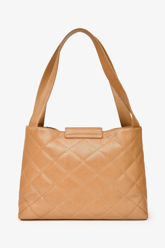 Chanel ™ 2000-02 Beige Caviar Leather Coco Mark Shoulder Bag