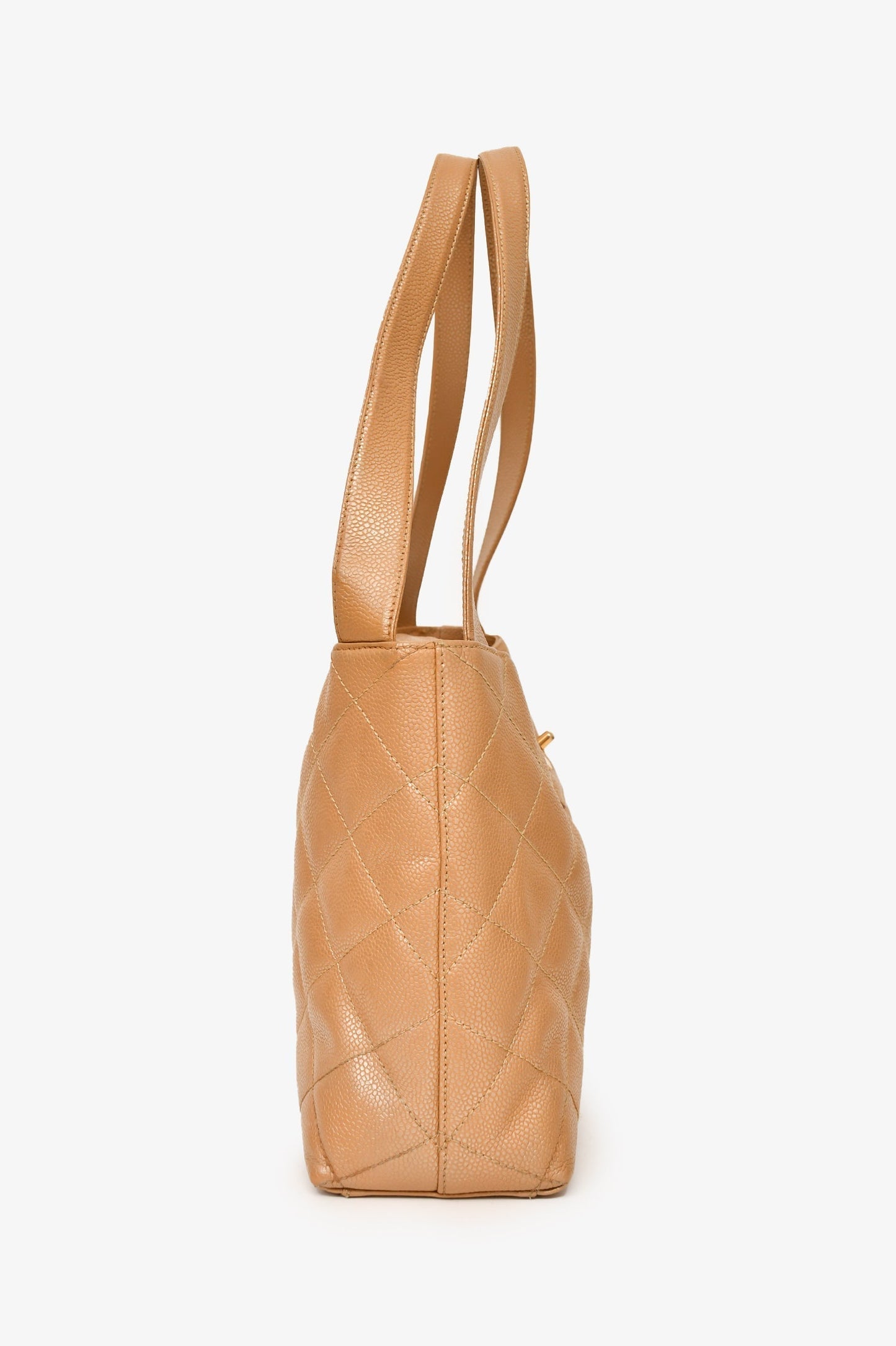 Chanel ™ 2000-02 Beige Caviar Leather Coco Mark Shoulder Bag