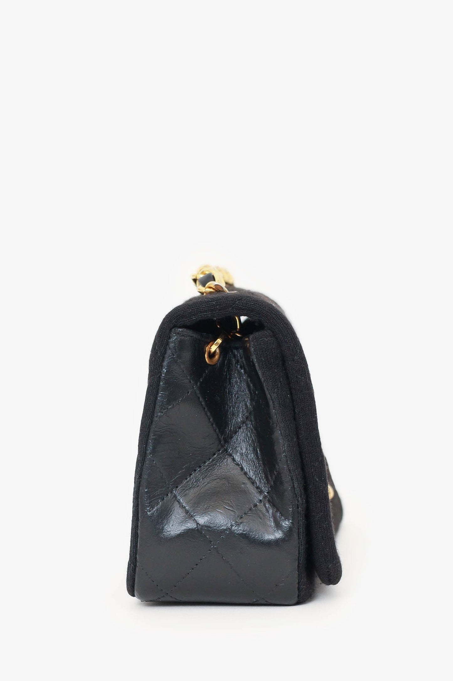 Chanel ™ 1989-91 Black Jersey/Lambskin Mini Full Flap Bag