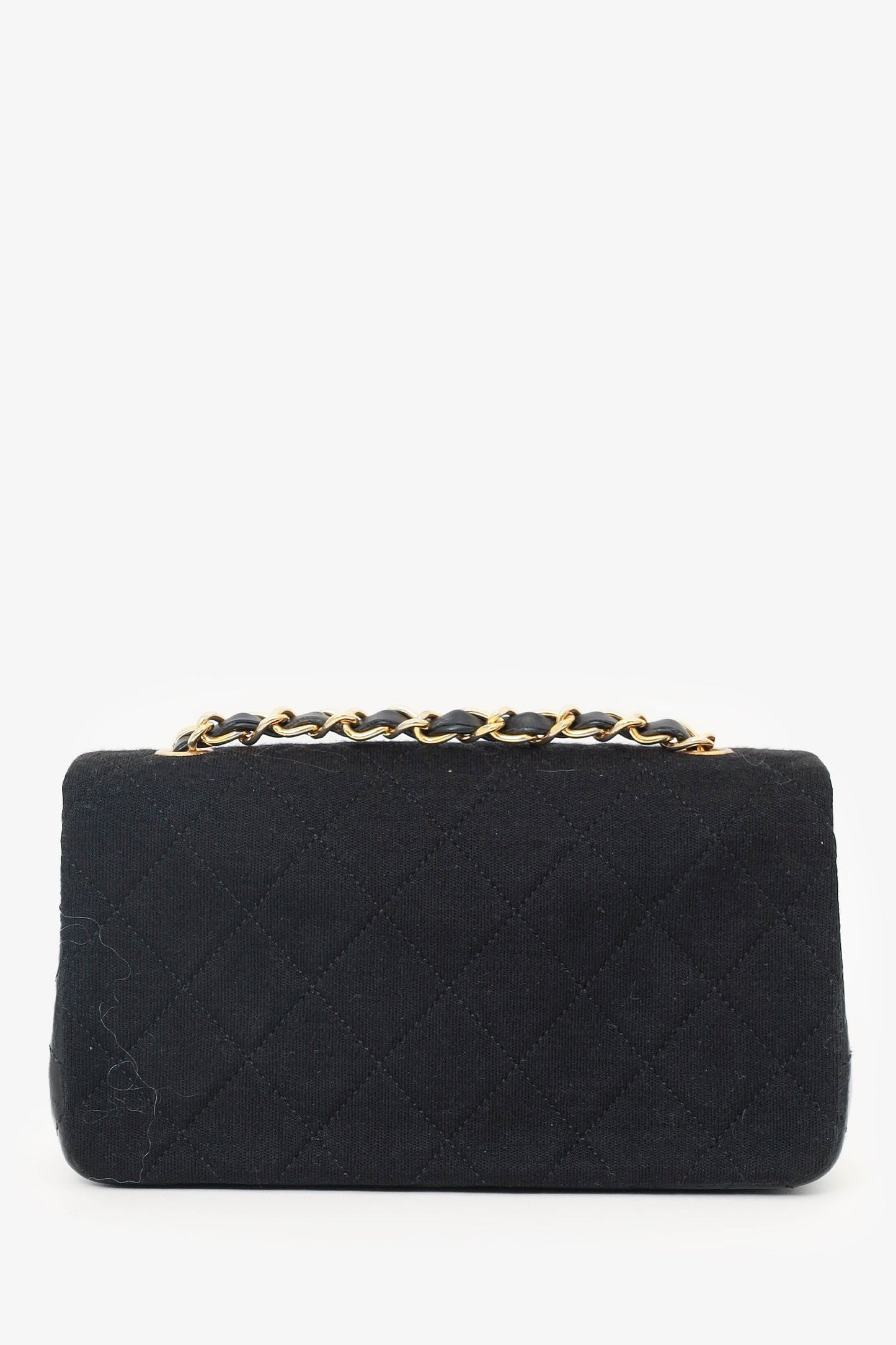 Chanel ™ 1989-91 Black Jersey/Lambskin Mini Full Flap Bag