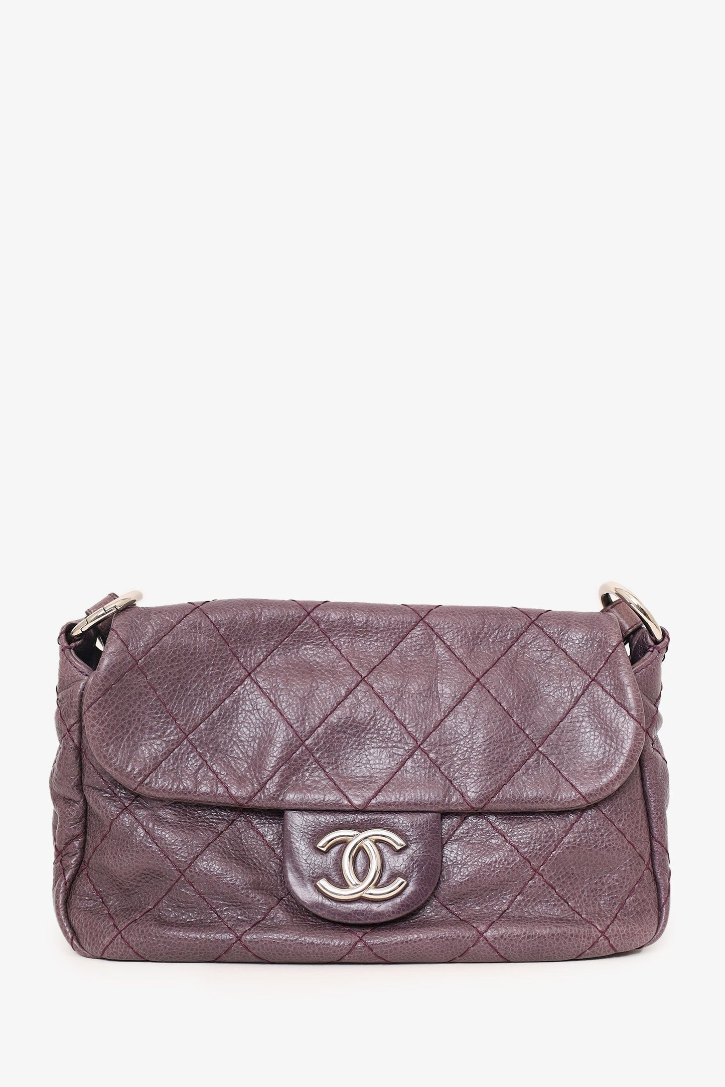 Chanel ™ 2009-10 Purple Glazed Calfskin Stitched On The Road Flap Bag