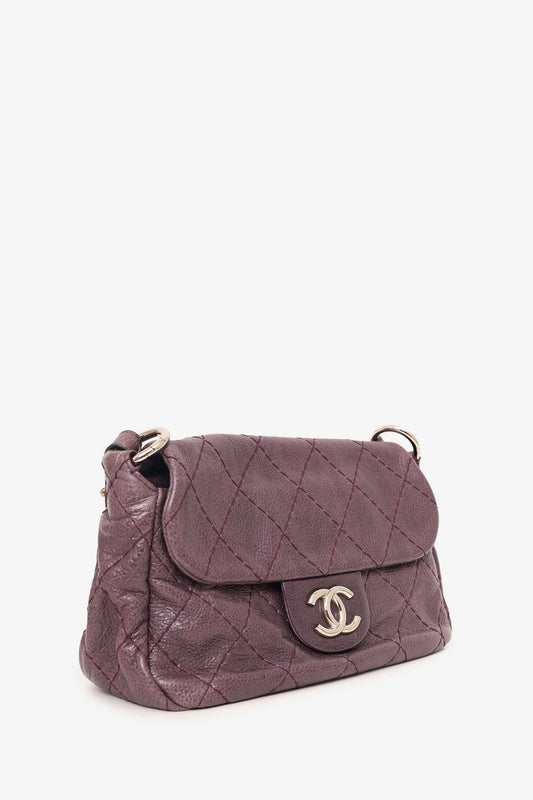 Chanel ™ 2009-10 Purple Glazed Calfskin Stitched On The Road Flap Bag