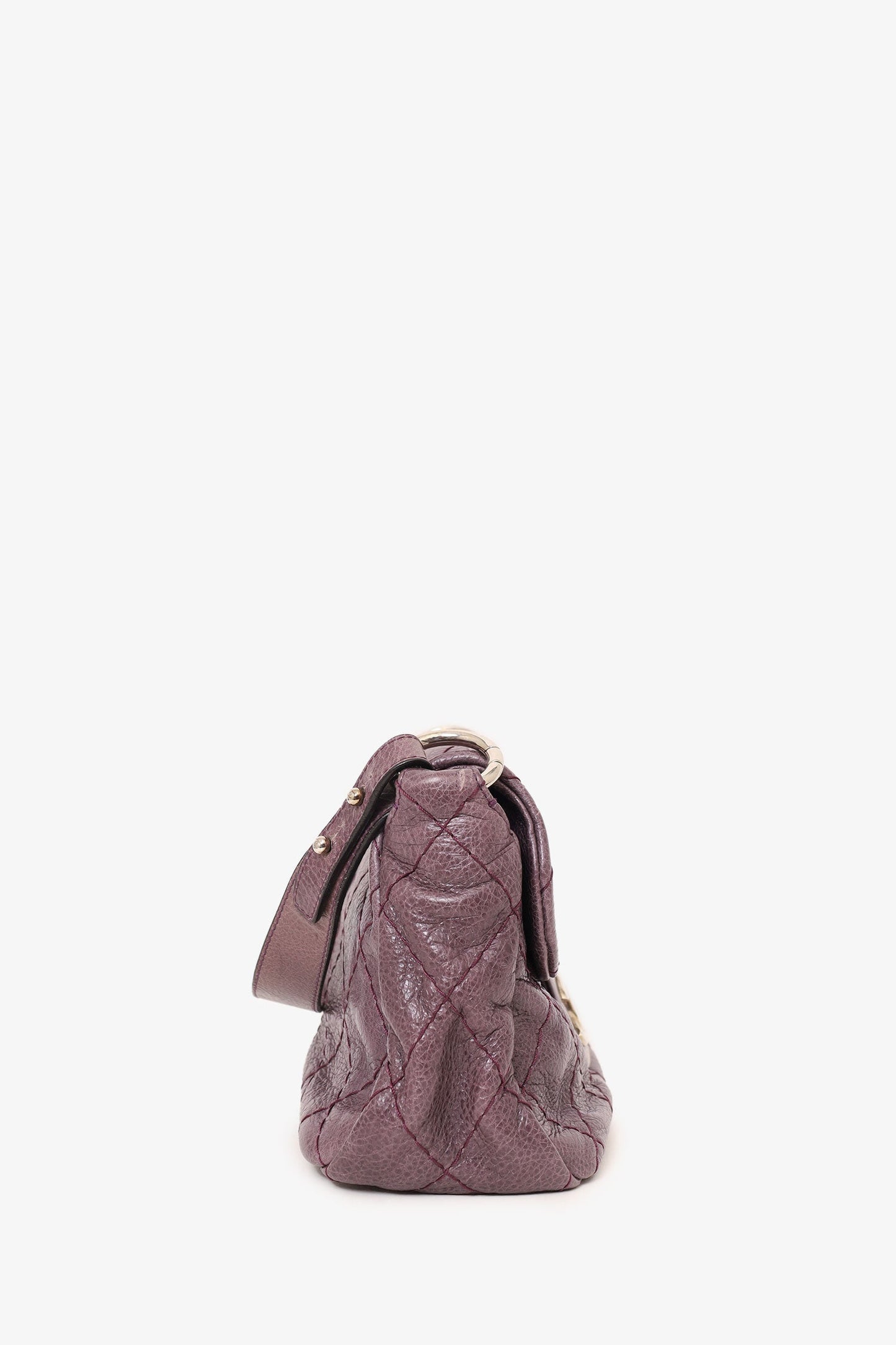Chanel ™ 2009-10 Purple Glazed Calfskin Stitched On The Road Flap Bag