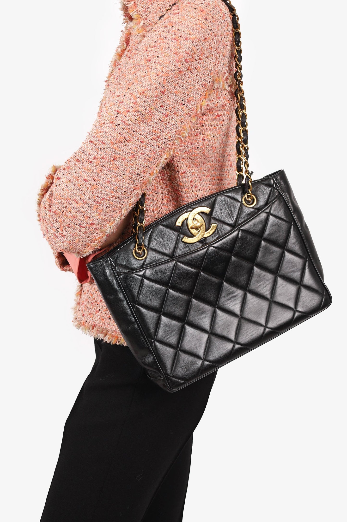 Chanel ™ Black Quilted Lambskin CC Tote Bag