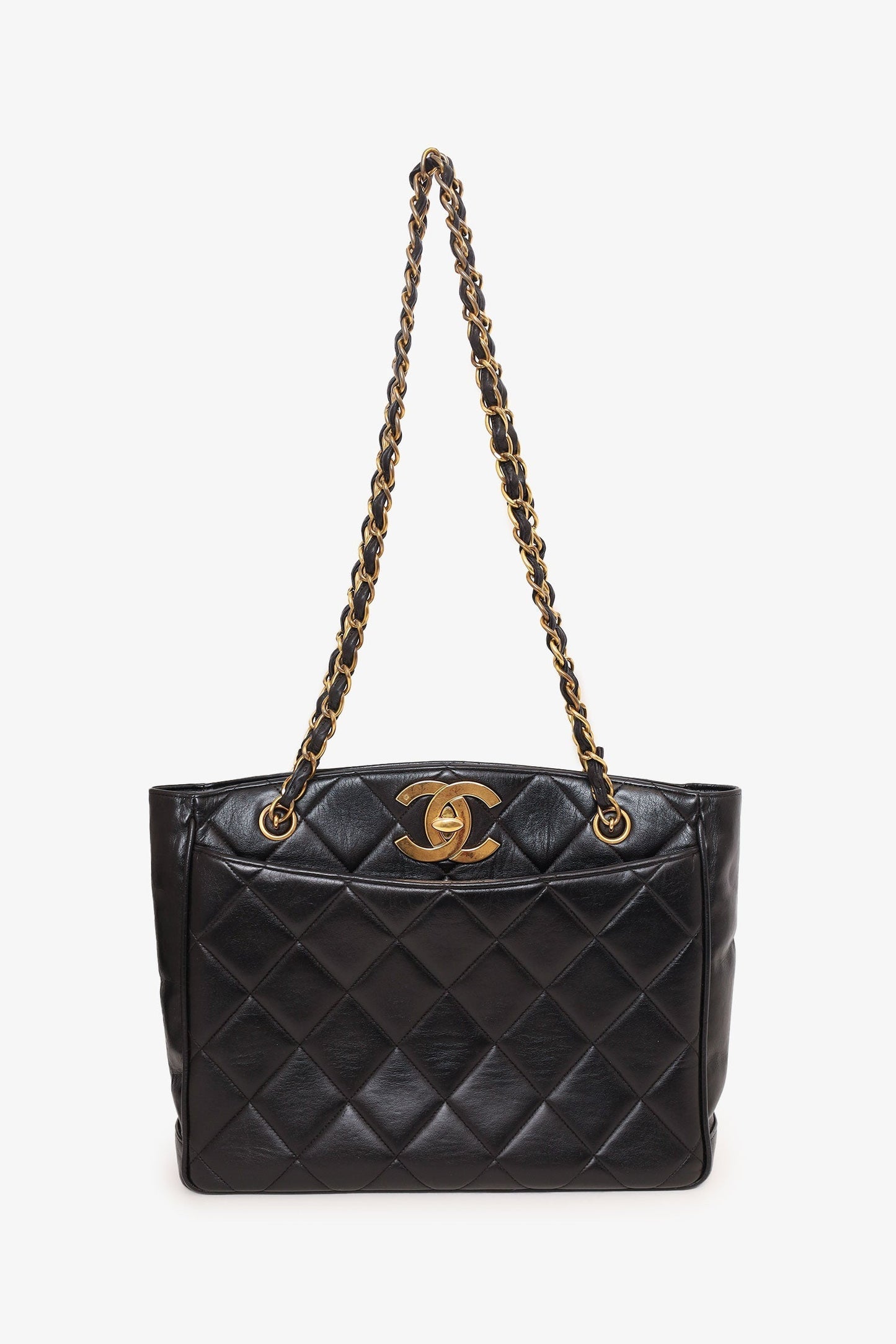 Chanel ™ Black Quilted Lambskin CC Tote Bag