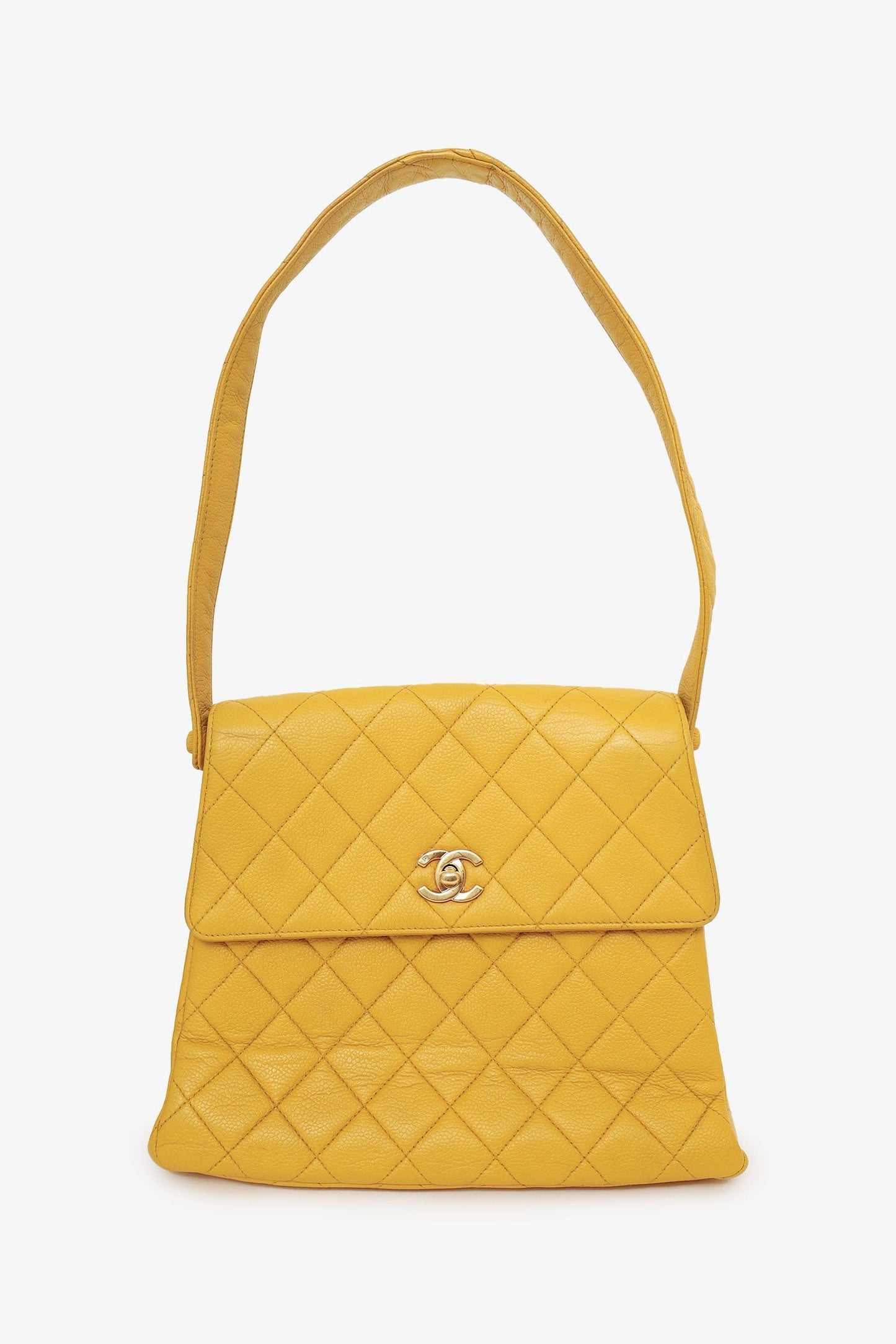 Chanel ™ Yellow Caviar Leather CC Shoulder Bag