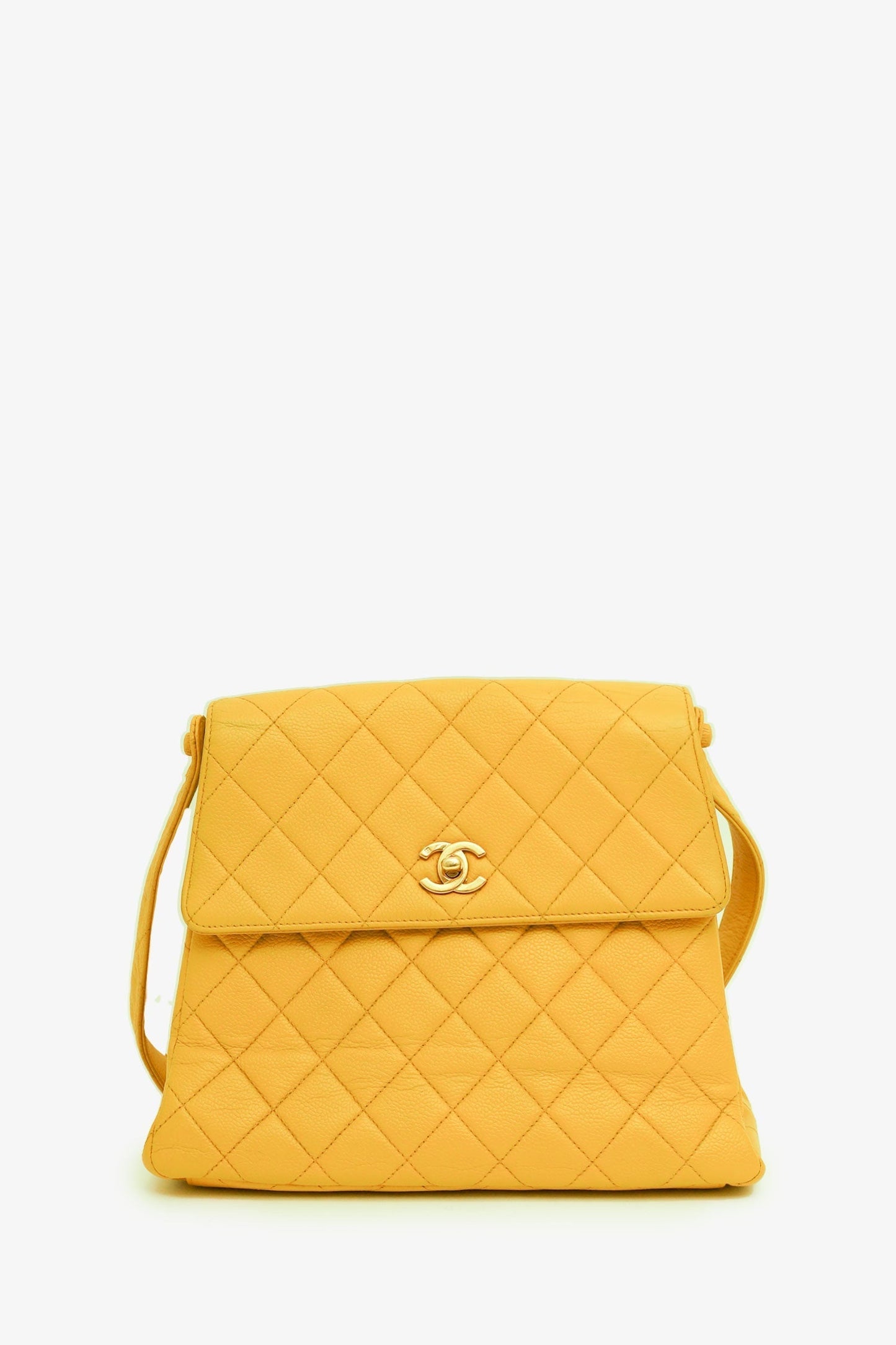 Chanel ™ Yellow Caviar Leather CC Shoulder Bag