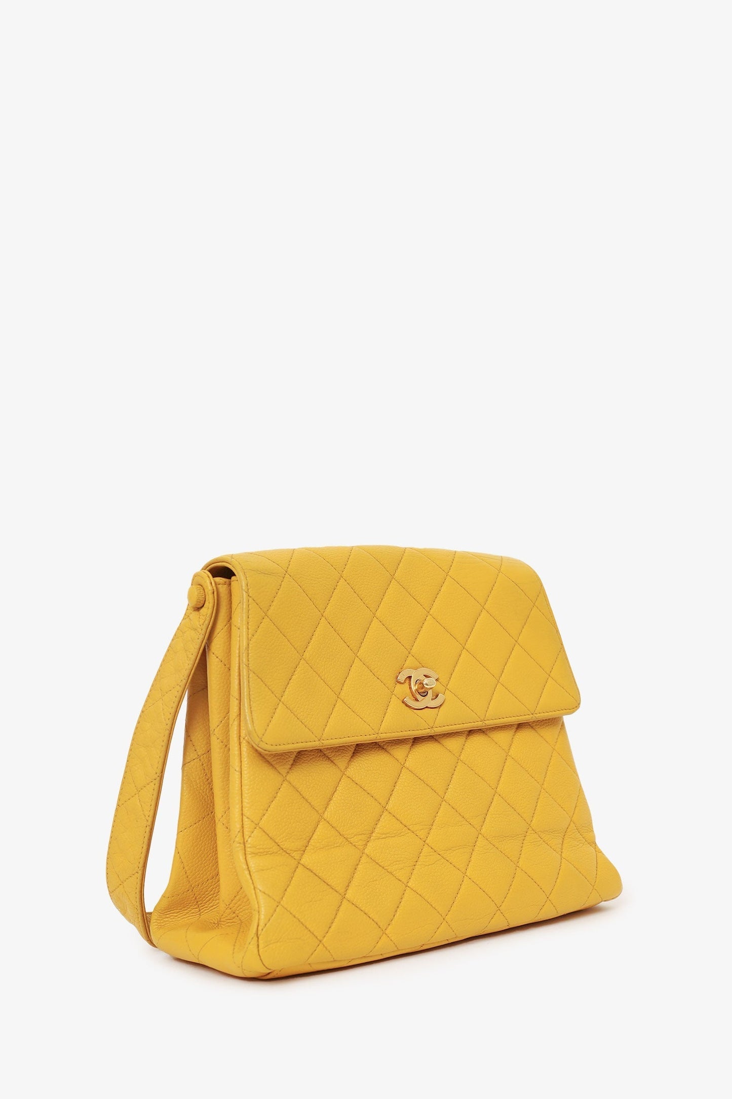 Chanel ™ Yellow Caviar Leather CC Shoulder Bag