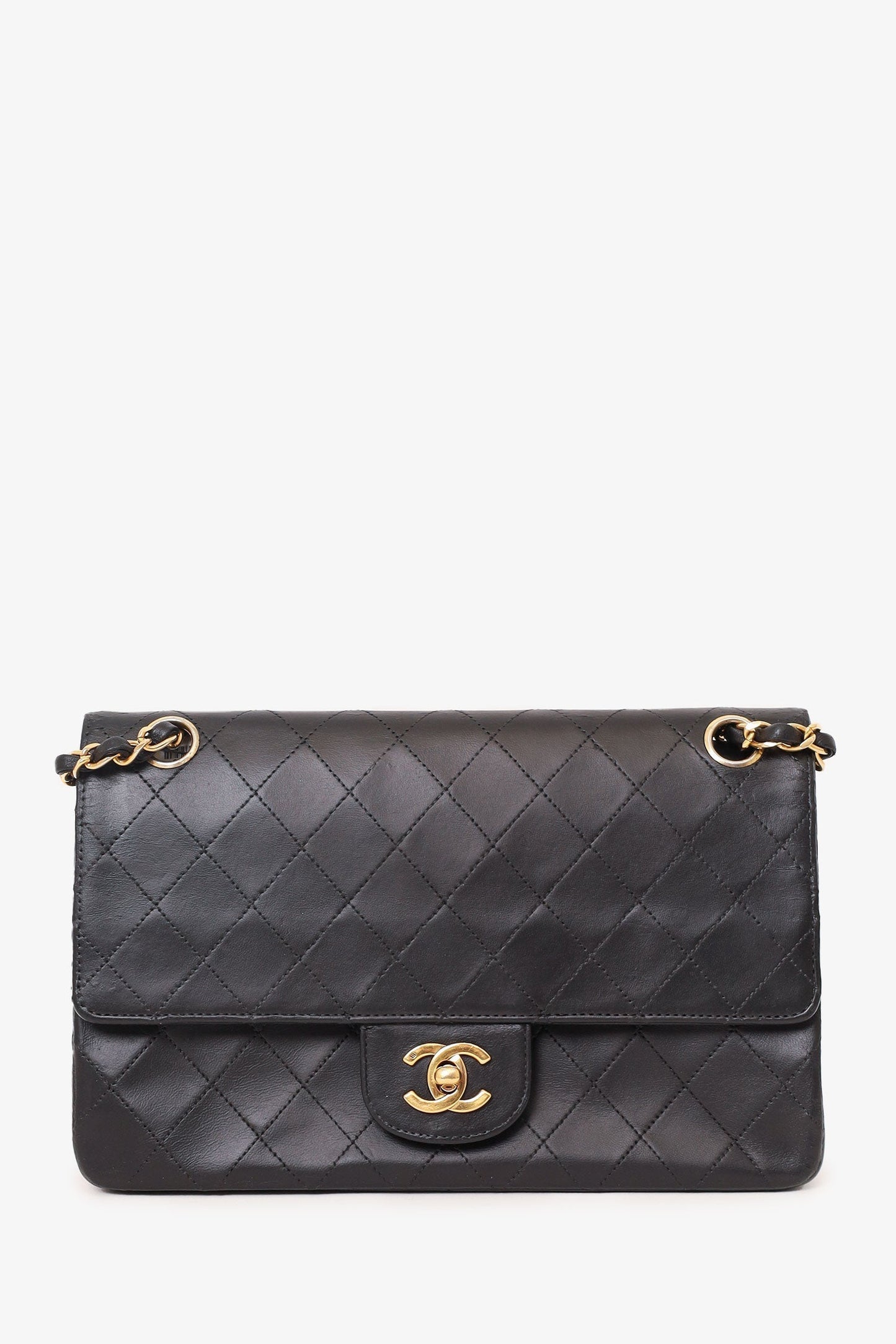 Chanel ™ 1986-88 Black Quilted Lambskin Medium Double Flap Bag 'Refurbished'