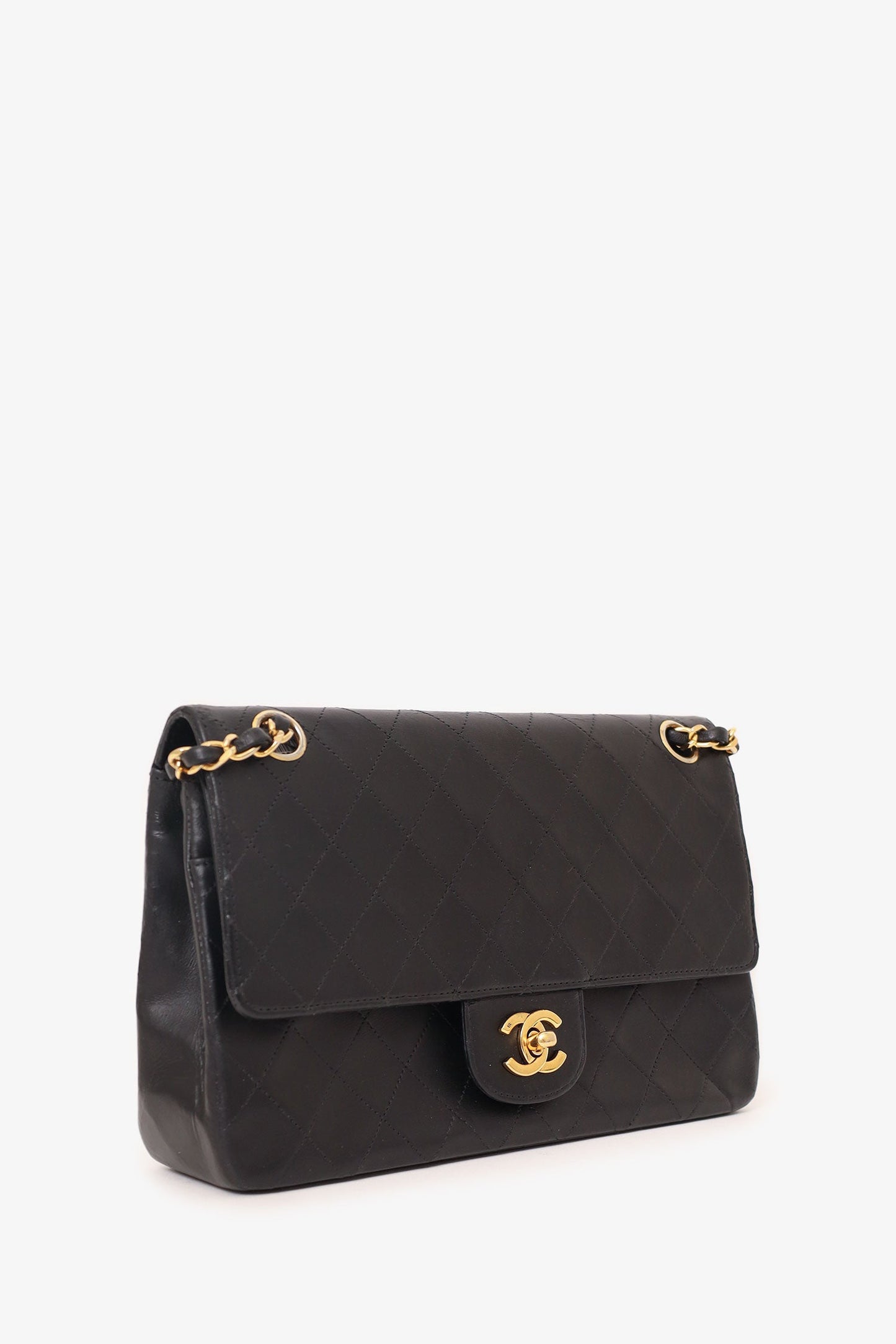Chanel ™ 1986-88 Black Quilted Lambskin Medium Double Flap Bag 'Refurbished'