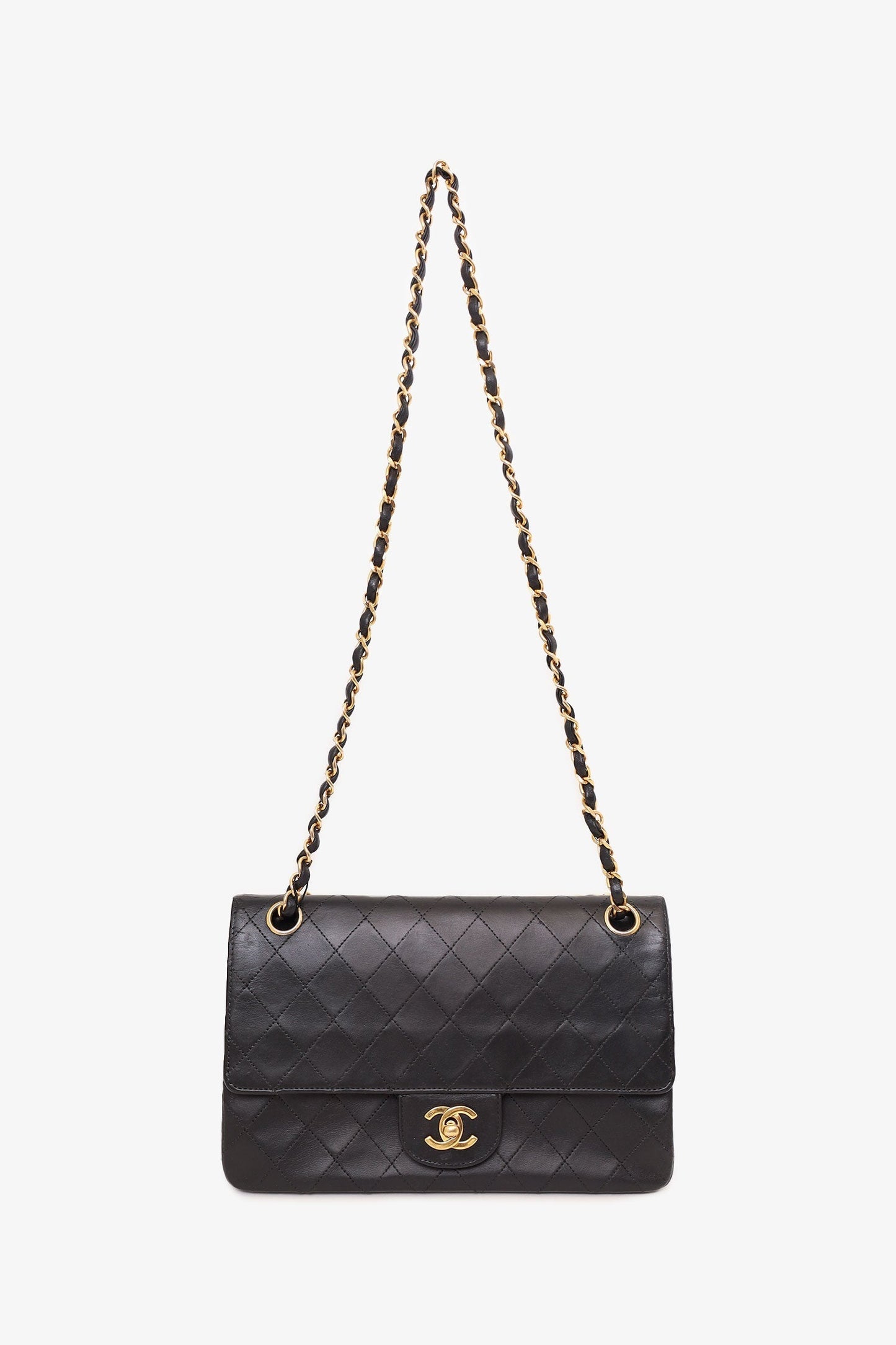 Chanel ™ 1986-88 Black Quilted Lambskin Medium Double Flap Bag 'Refurbished'