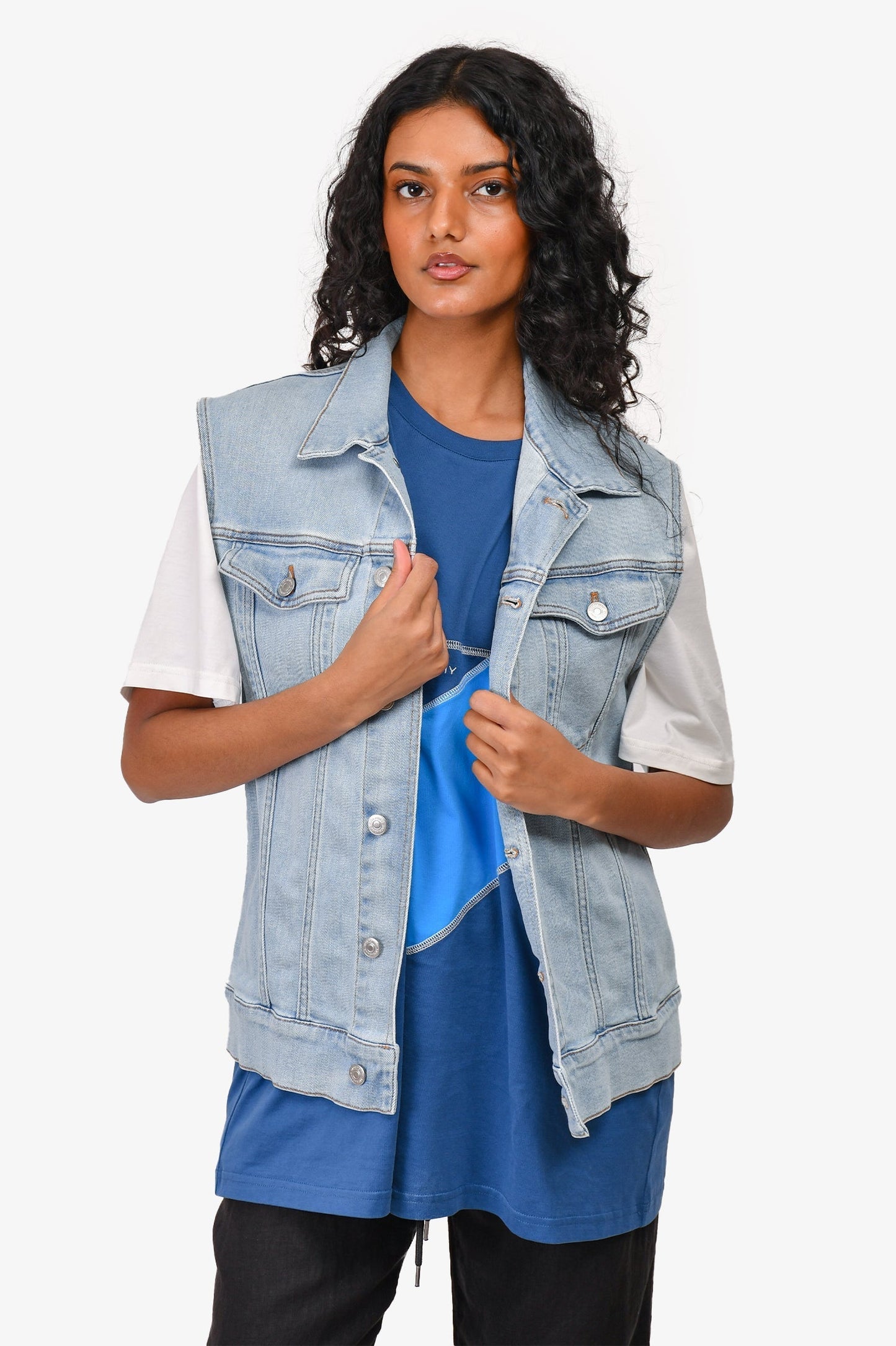 Dior Handbag Button Up Vest Jacket Denim Blue
