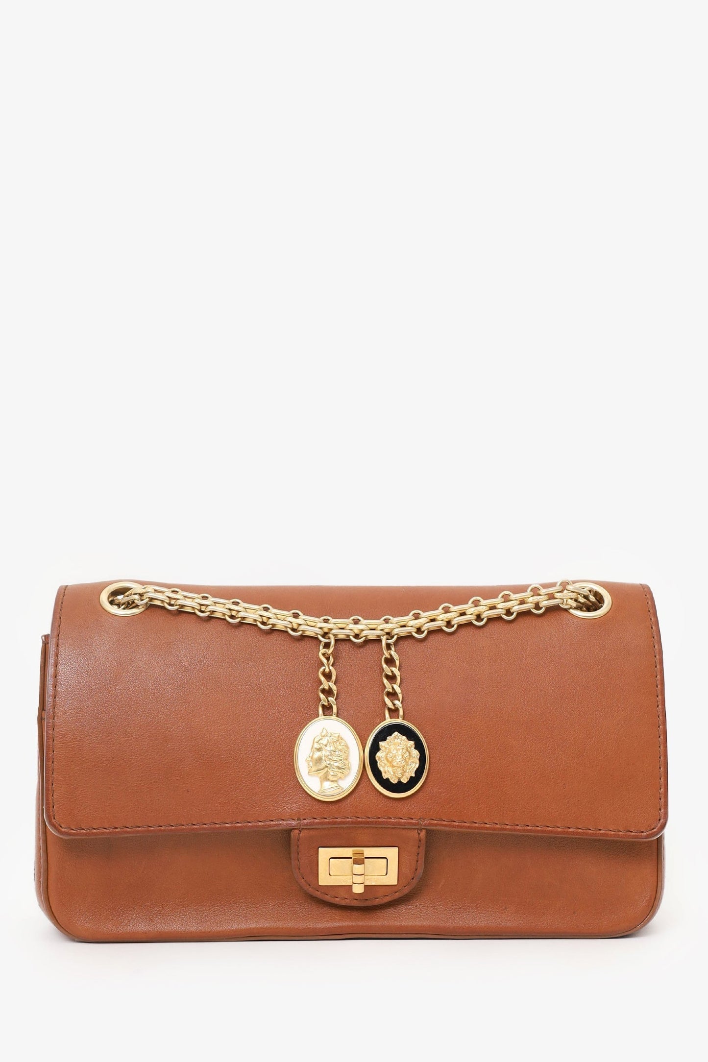Chanel ™ 2017 Brown Leather Medallion Charm Reissue 2.55 Shoulder Bag