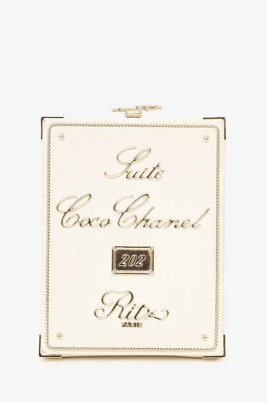 Chanel ™ 2017-18 White Lambskin Paris-Cosmopolite Coco In Ritz Clutch with Chain