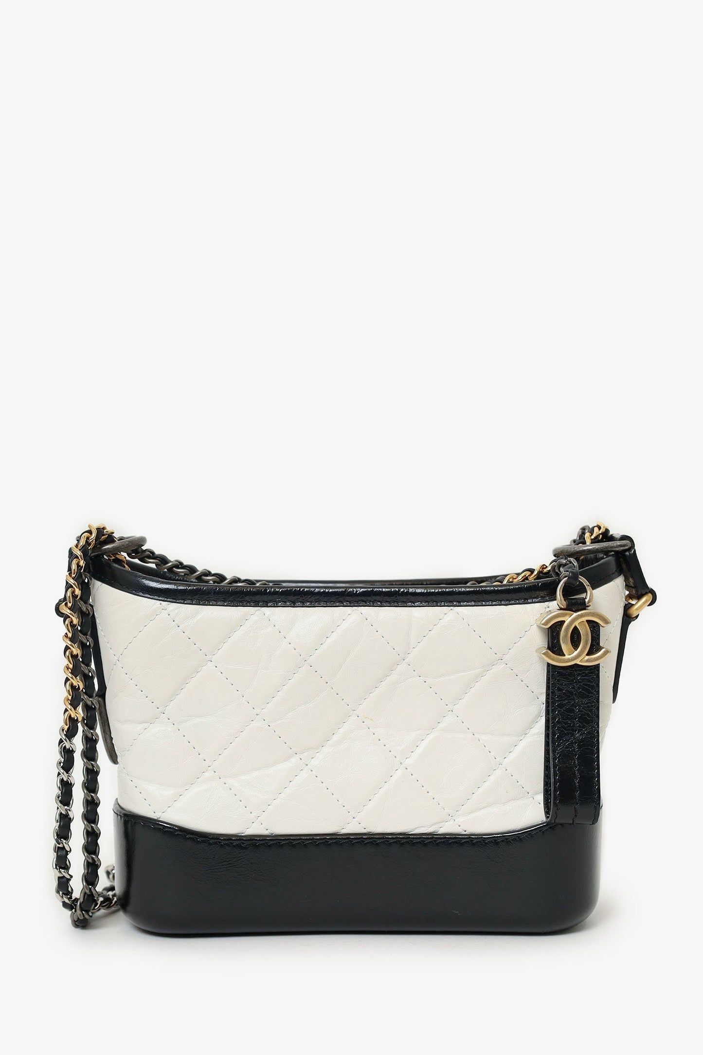 Chanel ™ 2018 Black/White Lambskin Leather Small Gabrielle Accessory