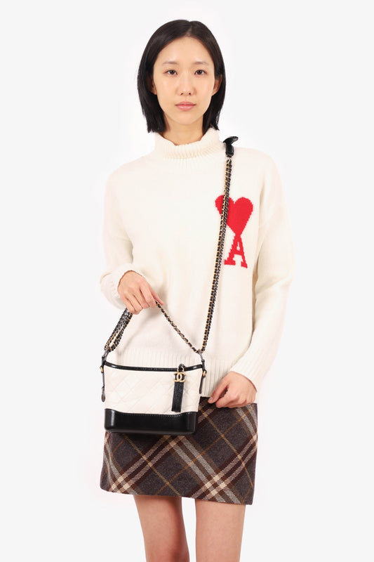 Chanel ™ 2018 Black/White Lambskin Leather Small Gabrielle Accessory