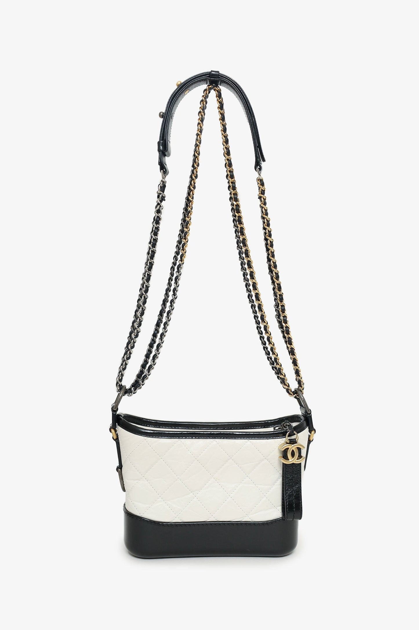 Chanel ™ 2018 Black/White Lambskin Leather Small Gabrielle Accessory