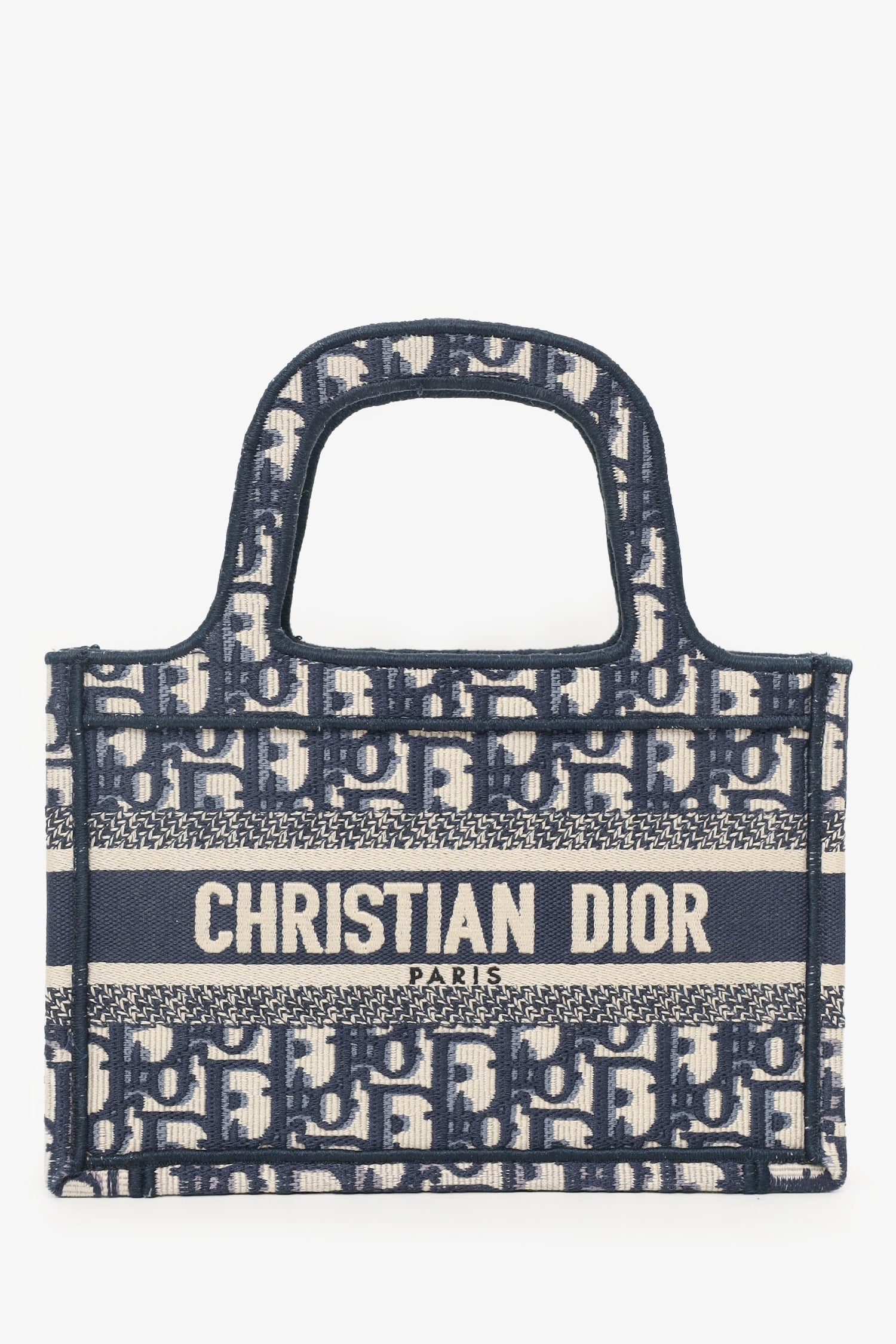 Dior Tote Bag Christian Oblique Book Tote Navy Mini