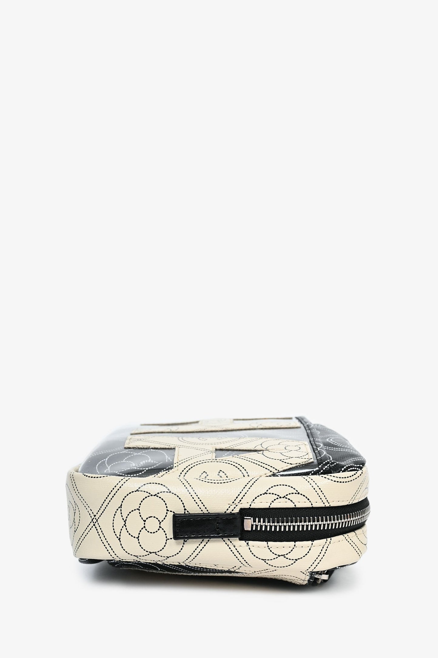 Chanel ™ 2017/18 Black/White Coated Canvas Camellia Logo Camera Bag with Strap