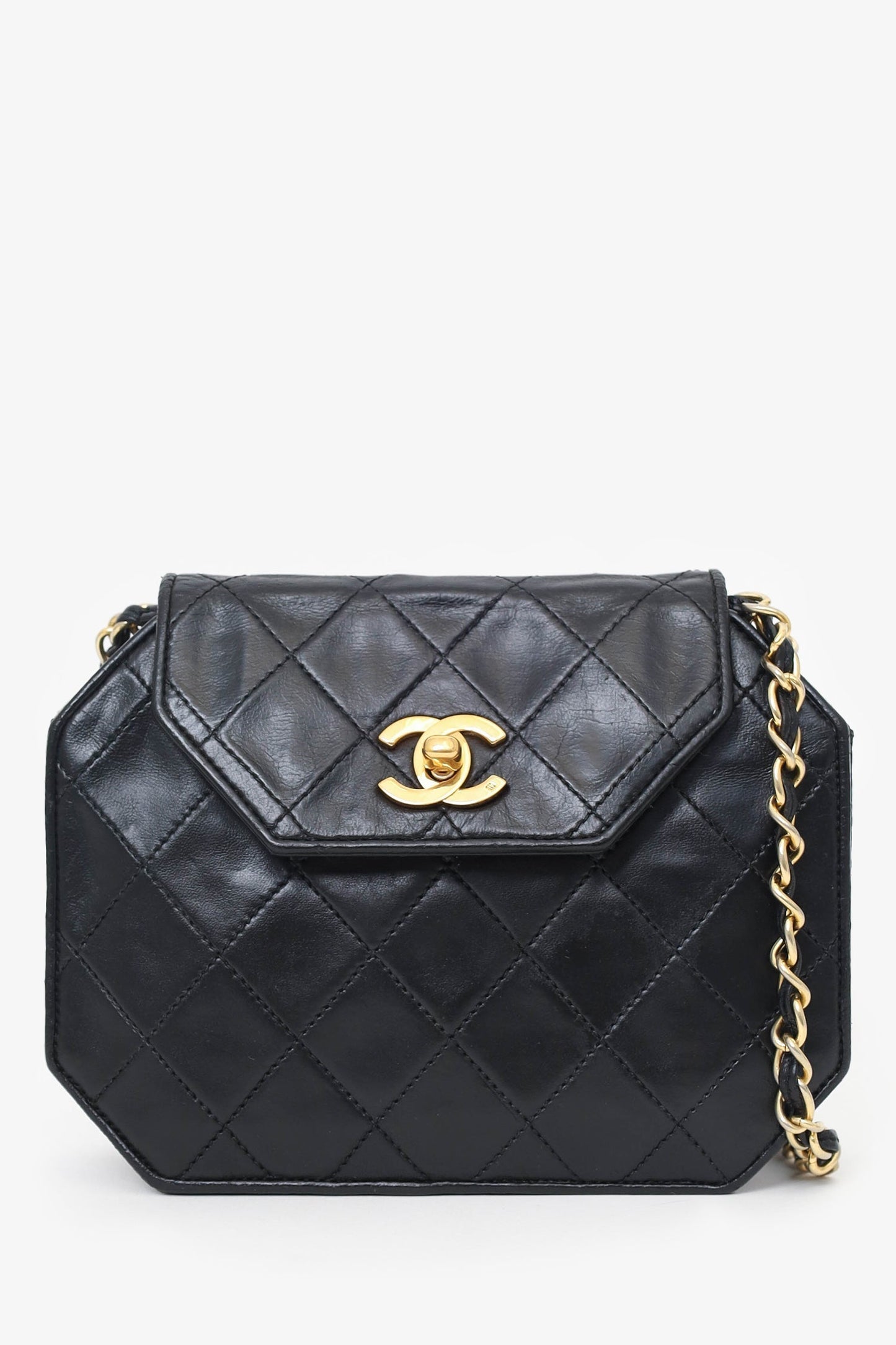 Chanel ™ Black Quilted Leather Octagon CC Flap Bag