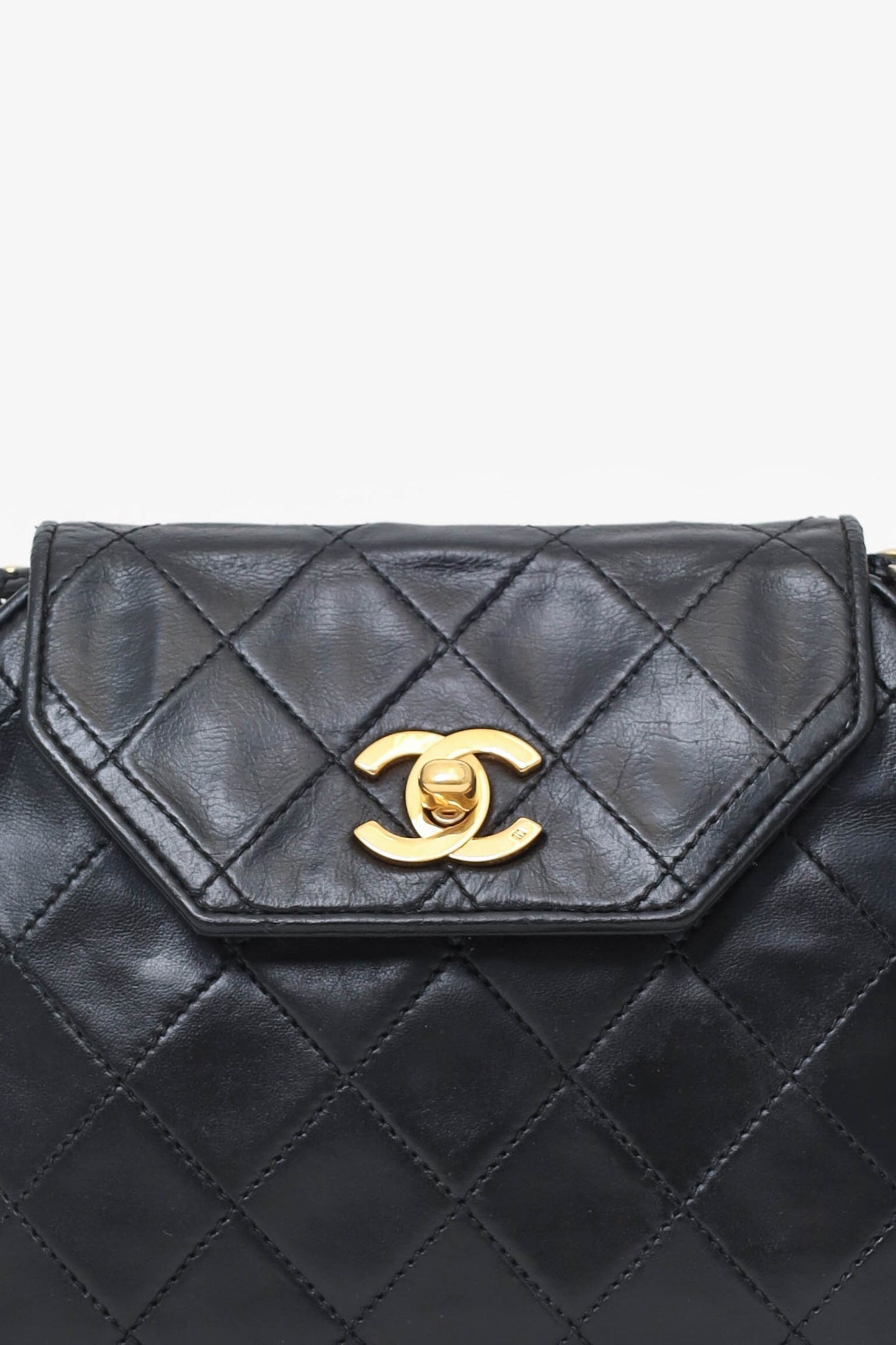 Chanel ™ Black Quilted Leather Octagon CC Flap Bag
