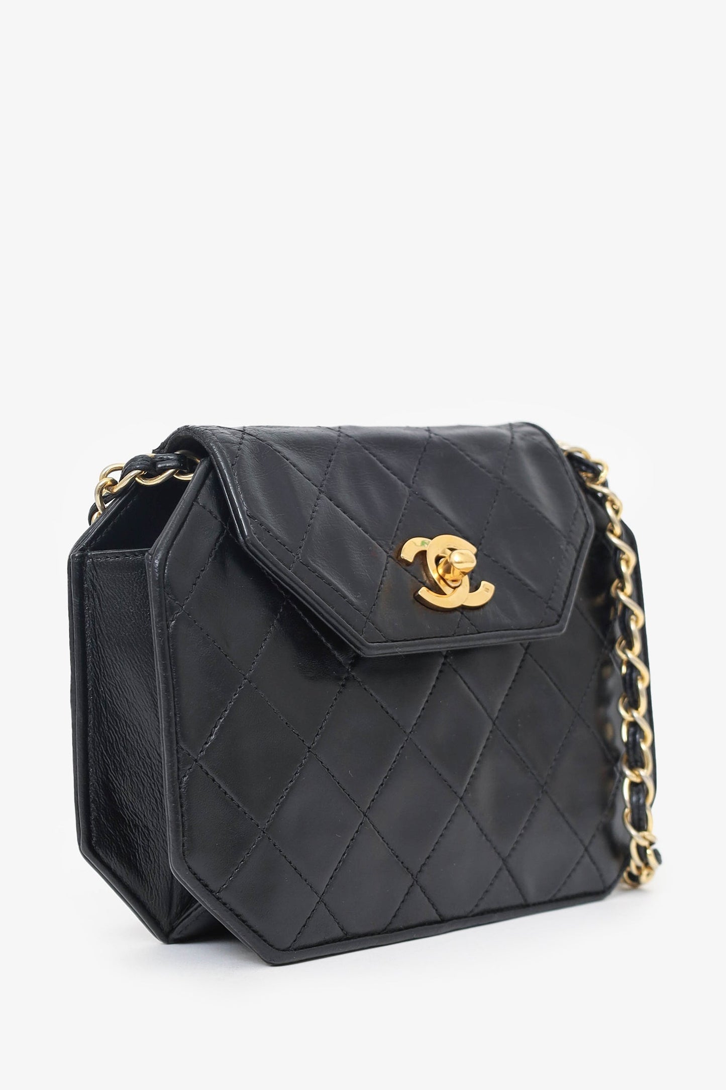 Chanel ™ Black Quilted Leather Octagon CC Flap Bag