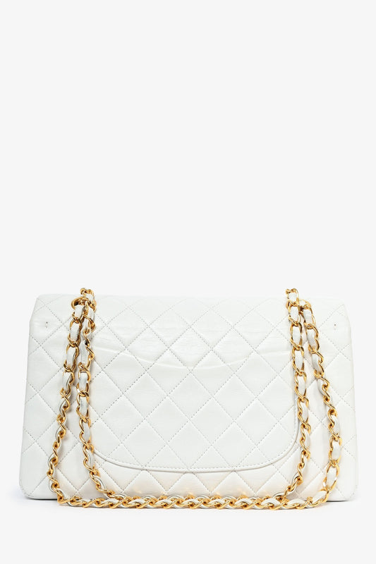 Chanel ™ 1991-94 White Quilted Leather Medium Double Flap (Refurbished) Accessory