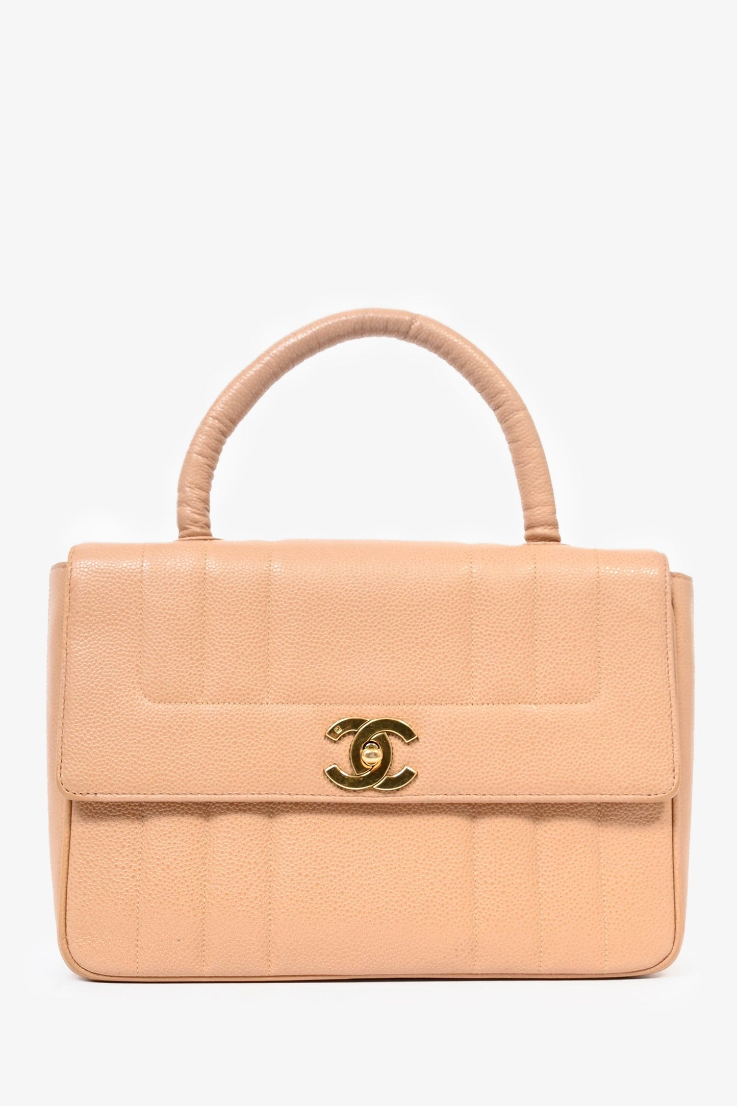 Chanel ™ 1995 Beige Caviar Leather Kelly Mademoiselle Top Handle Bag