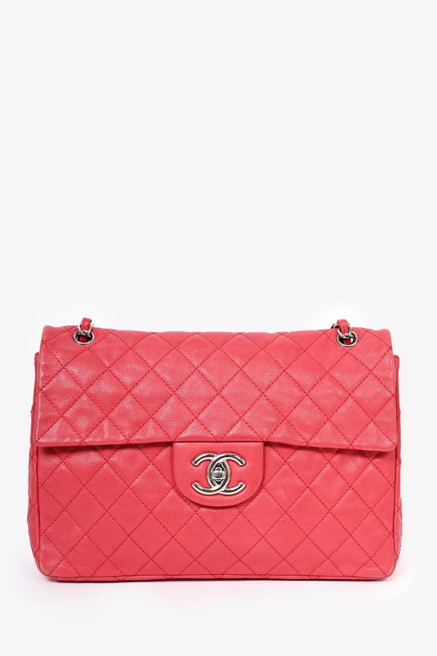 Chanel ™ 2008/09 Red Caviar Leather CC Quilted Maxi Shoulder Bag